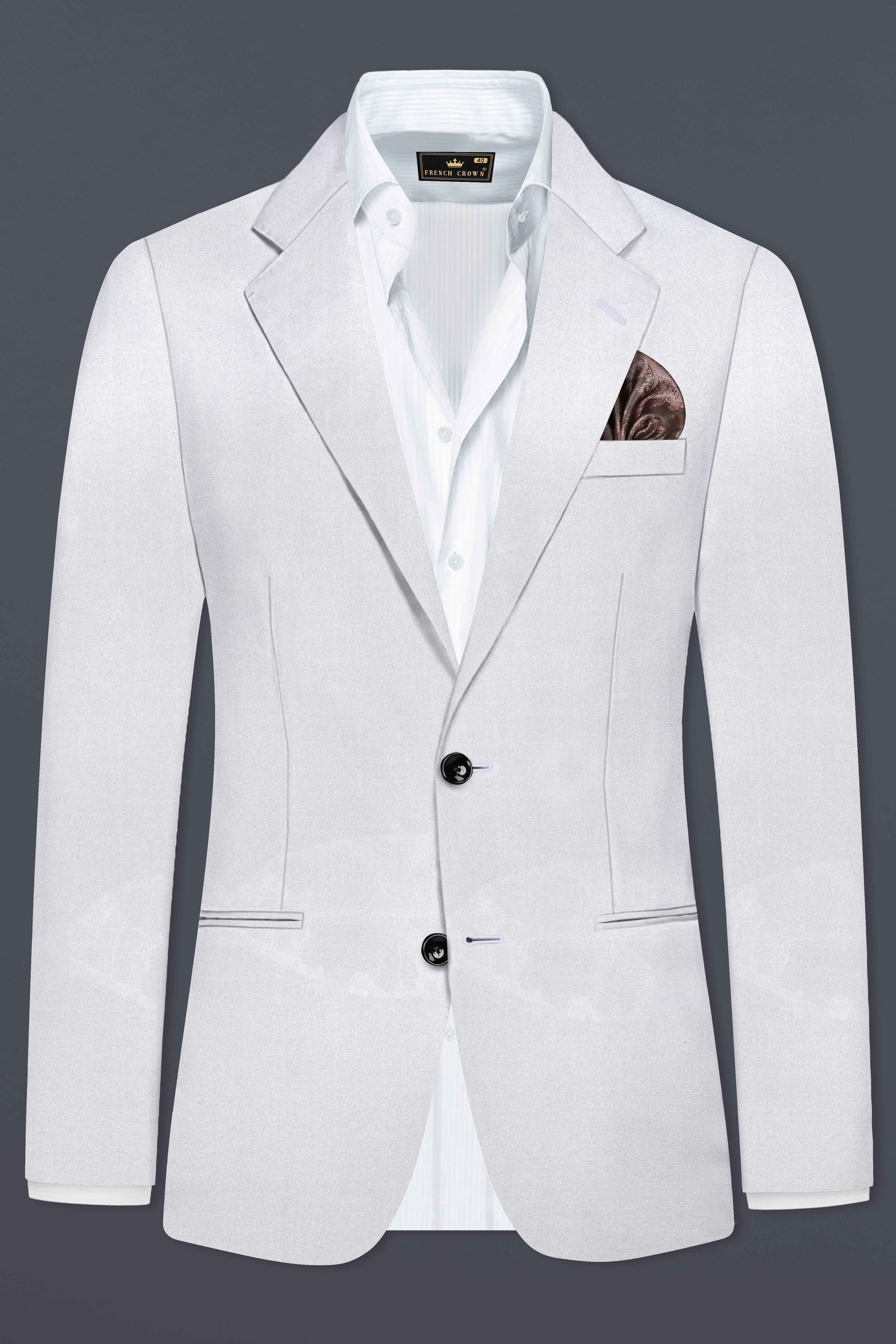 Iron Gray Solid Wool Blend Single Breasted Suit