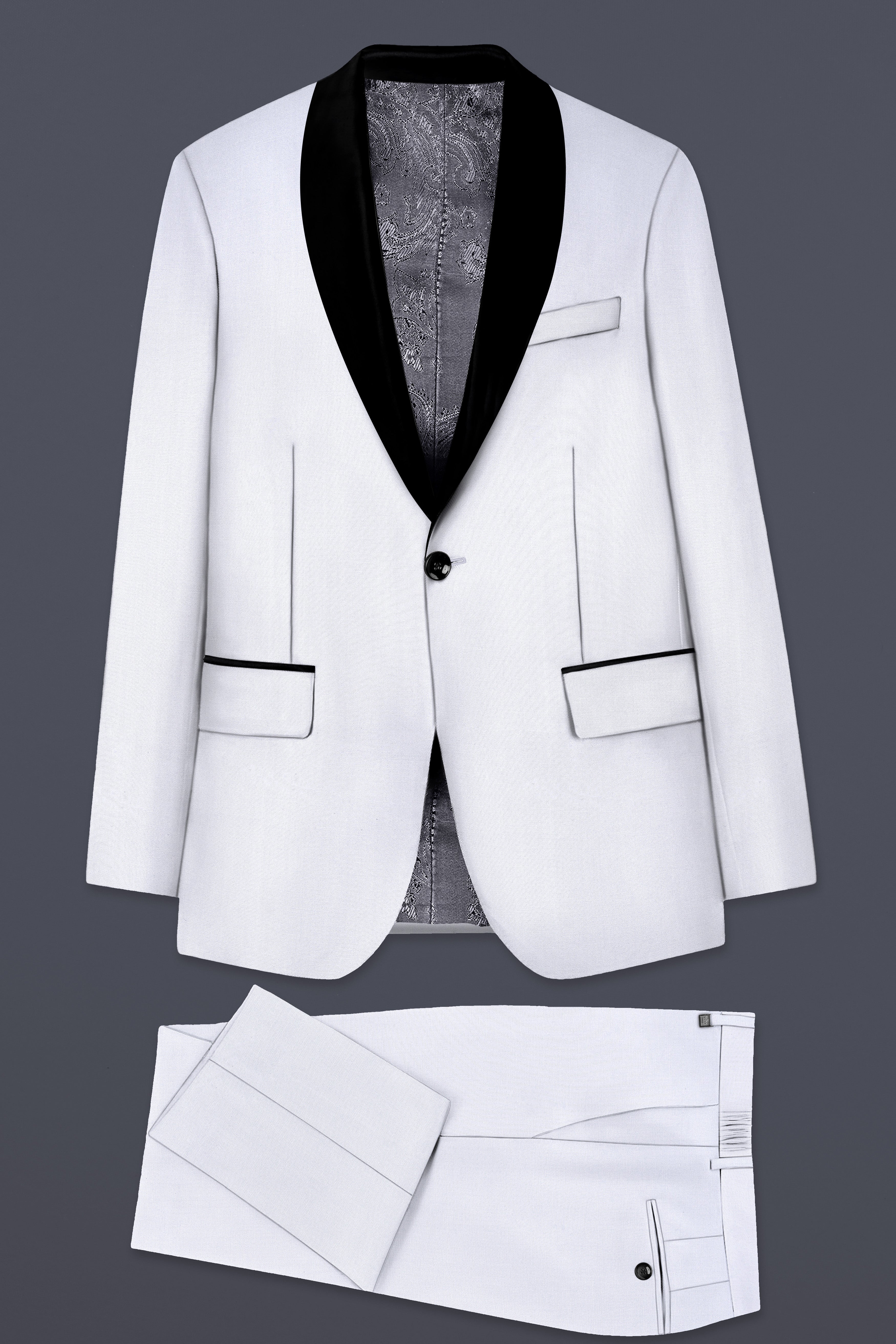 Iron Gray Solid Wool Blend Tuxedo Suit