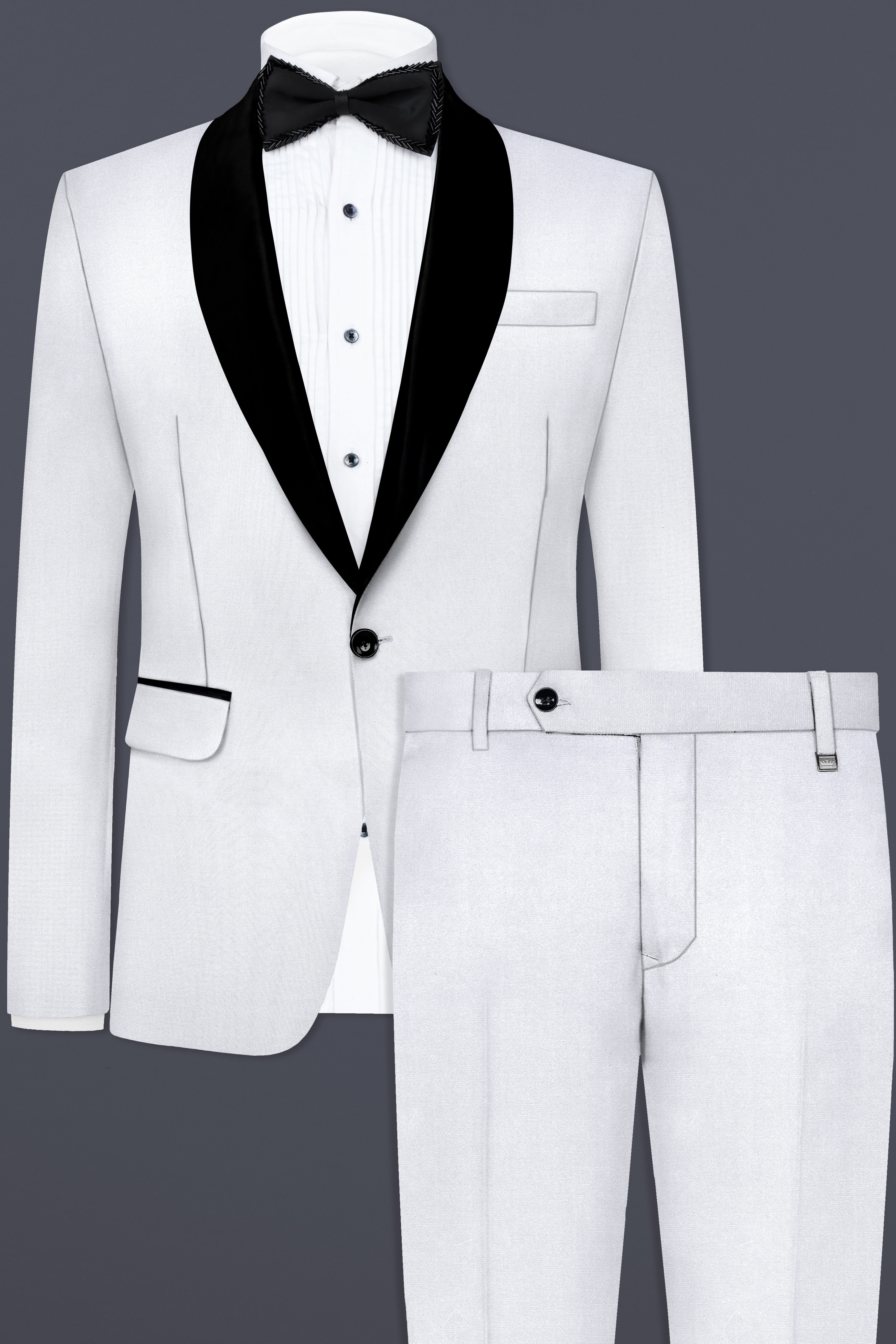 Iron Gray Solid Wool Blend Tuxedo Suit