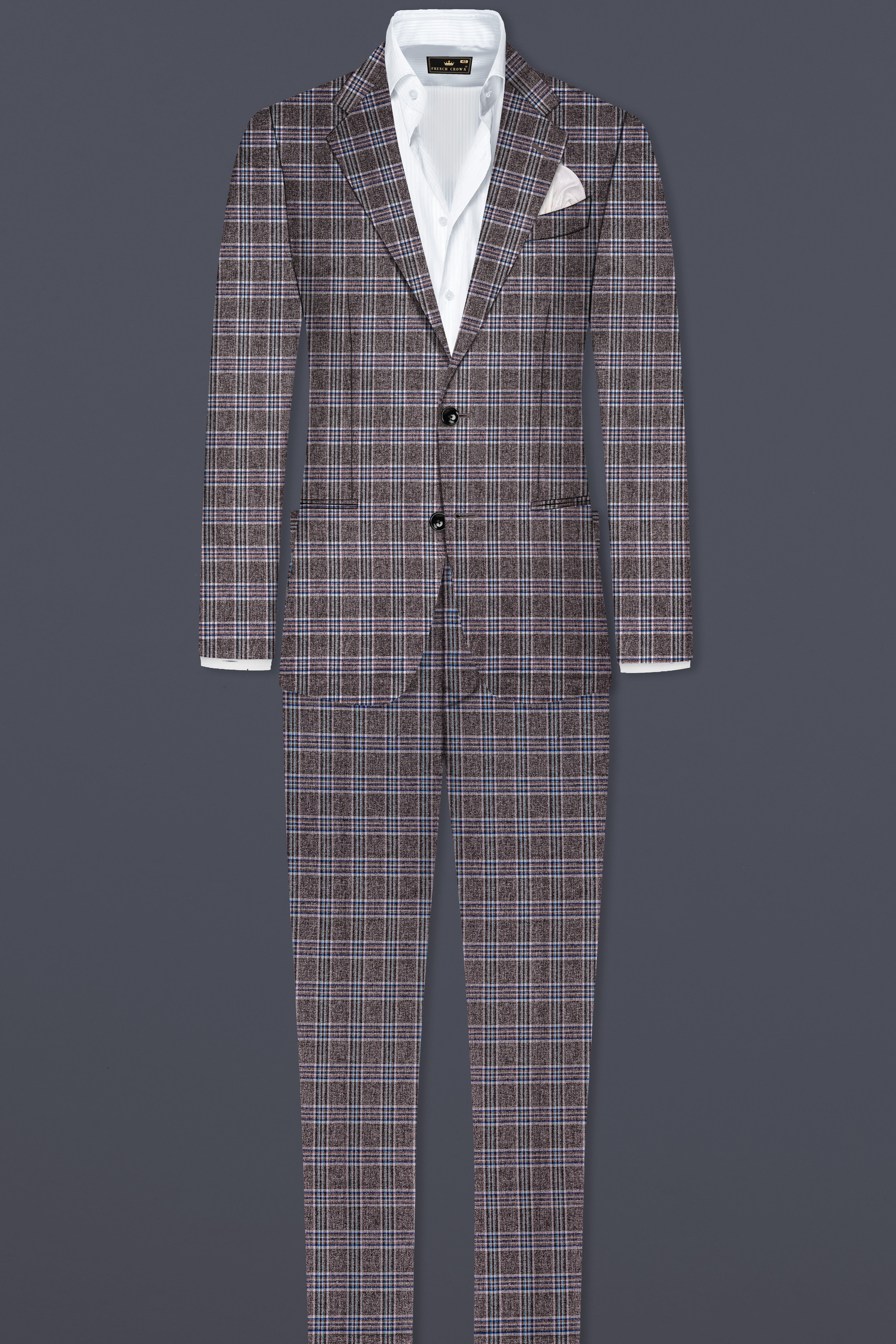 Ironside Grey Plaid Wool Blend Single Breasted Suit