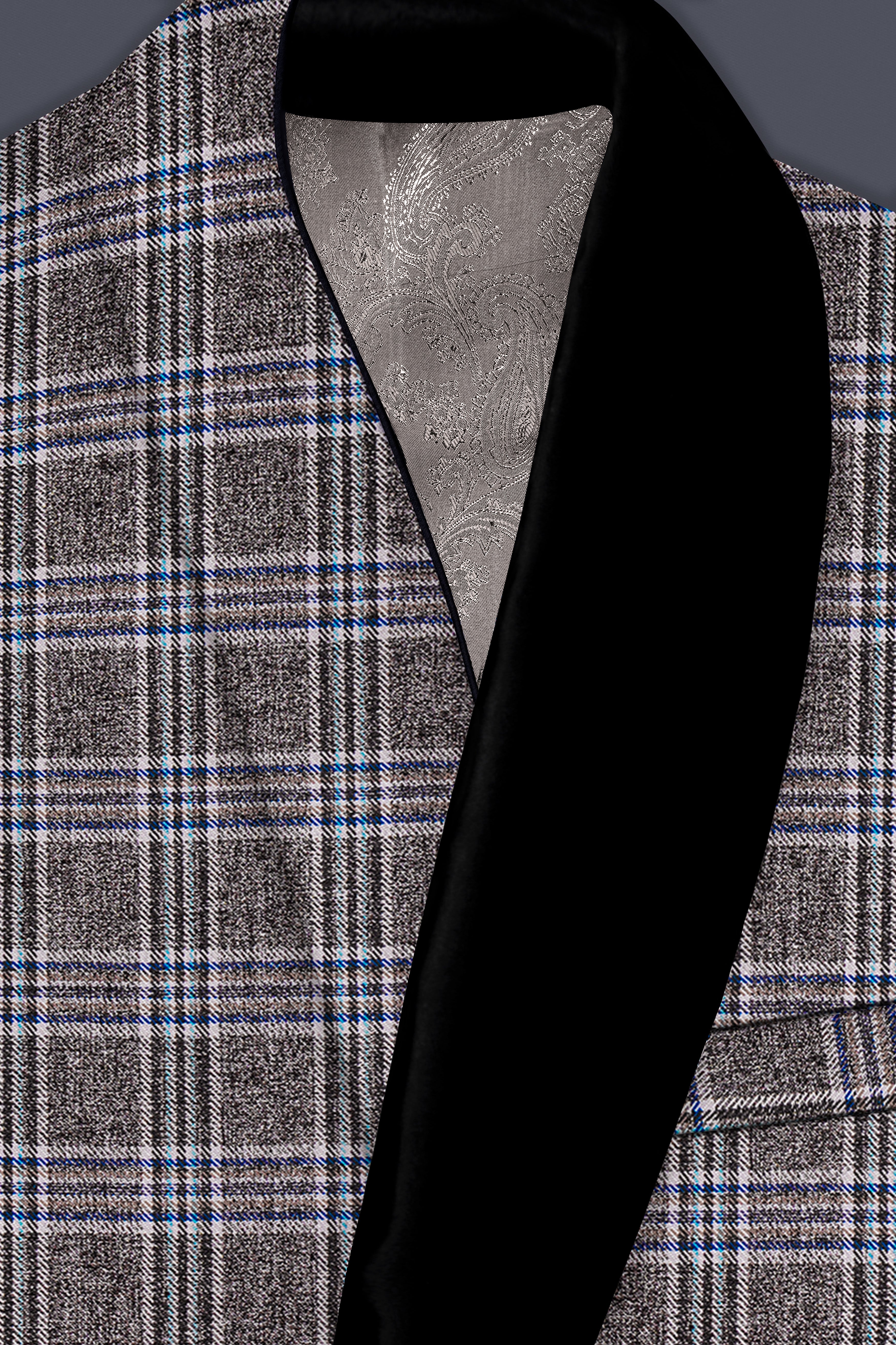 Ironside Grey Plaid Wool Blend Tuxedo Suit