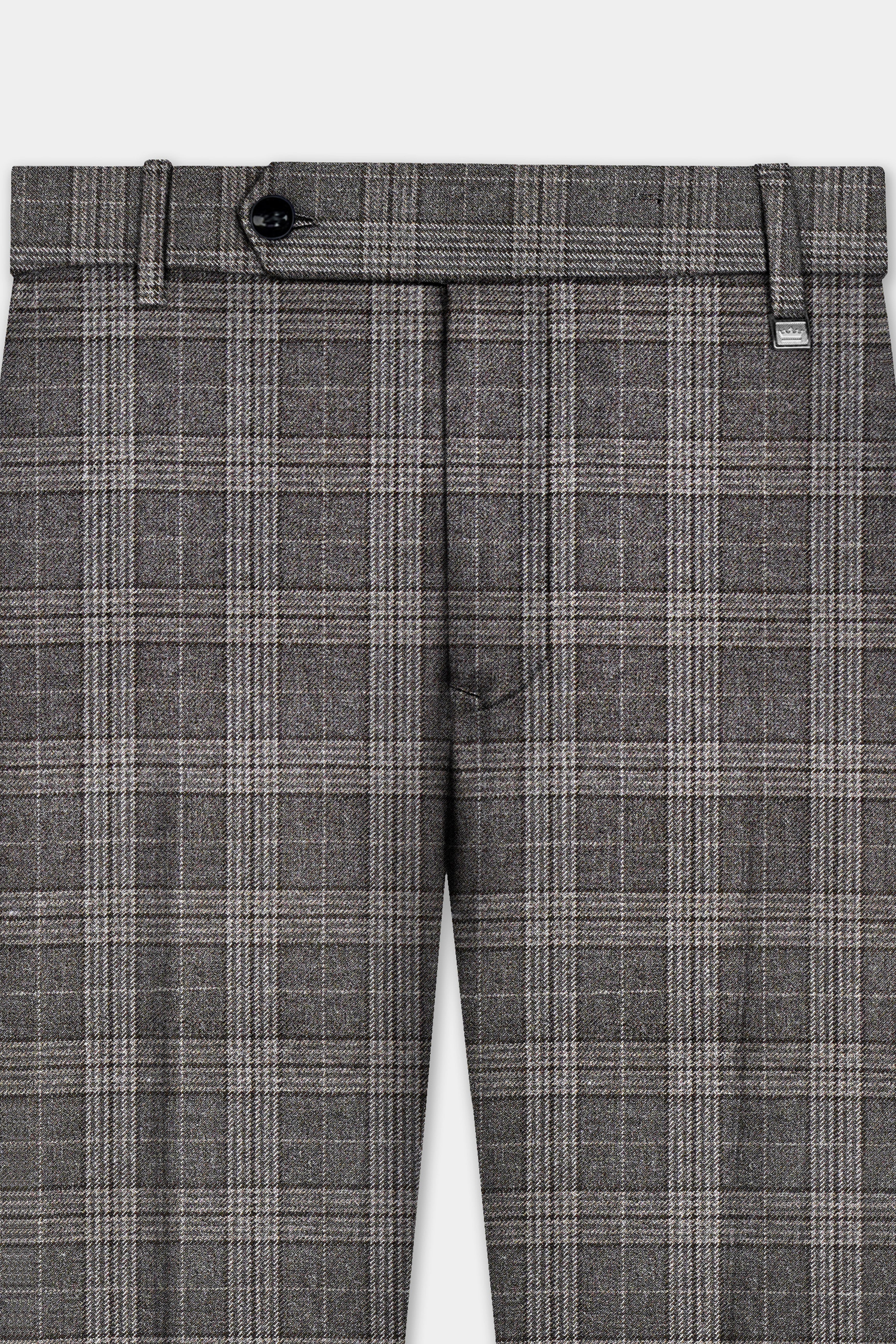 Iridium Gray Plaid Tweed Wool Blend Single Breasted Suit