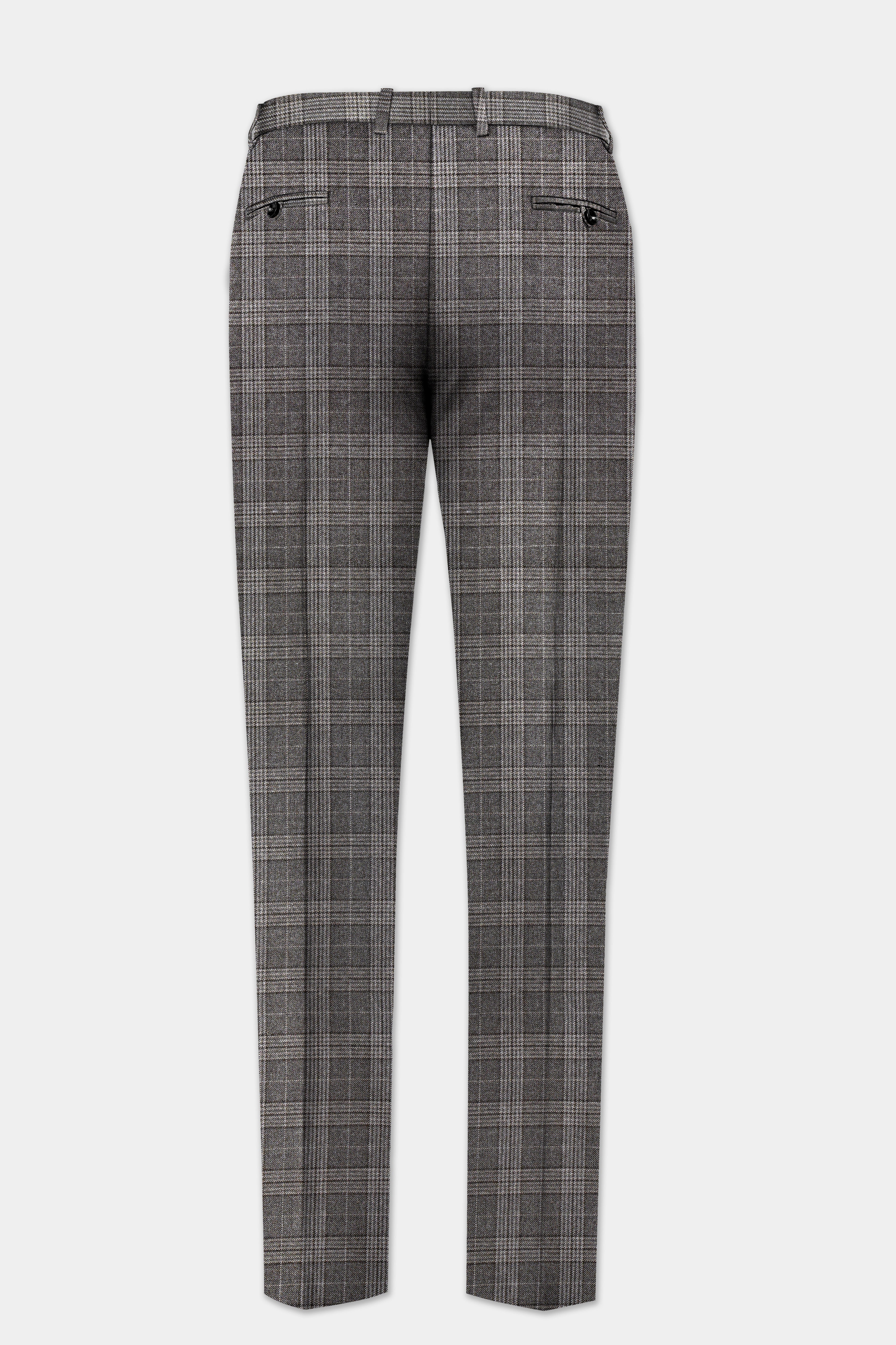 Iridium Gray Plaid Tweed Wool Blend Single Breasted Suit