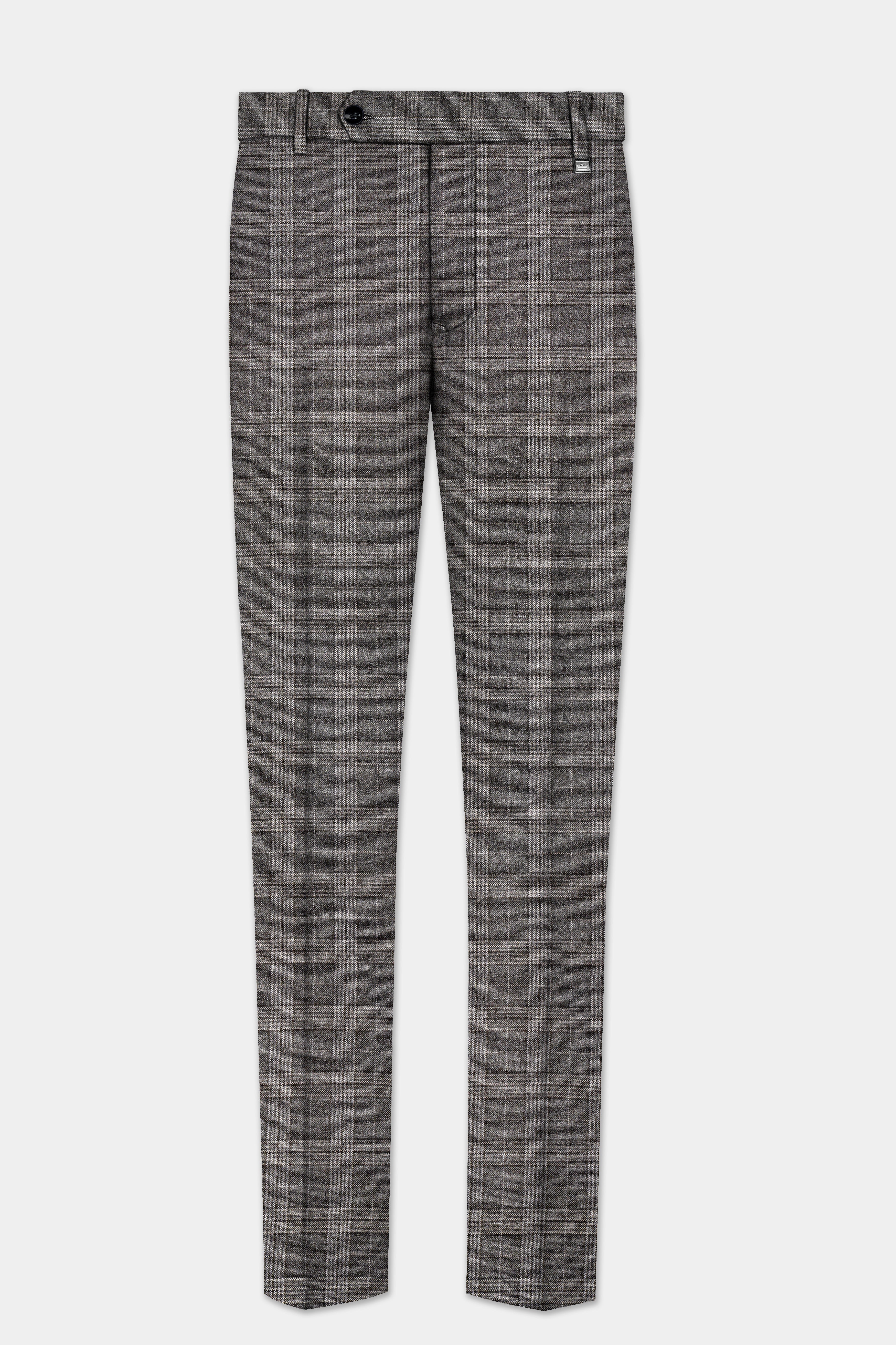 Iridium Gray Plaid Tweed Wool Blend Double Breasted Suit