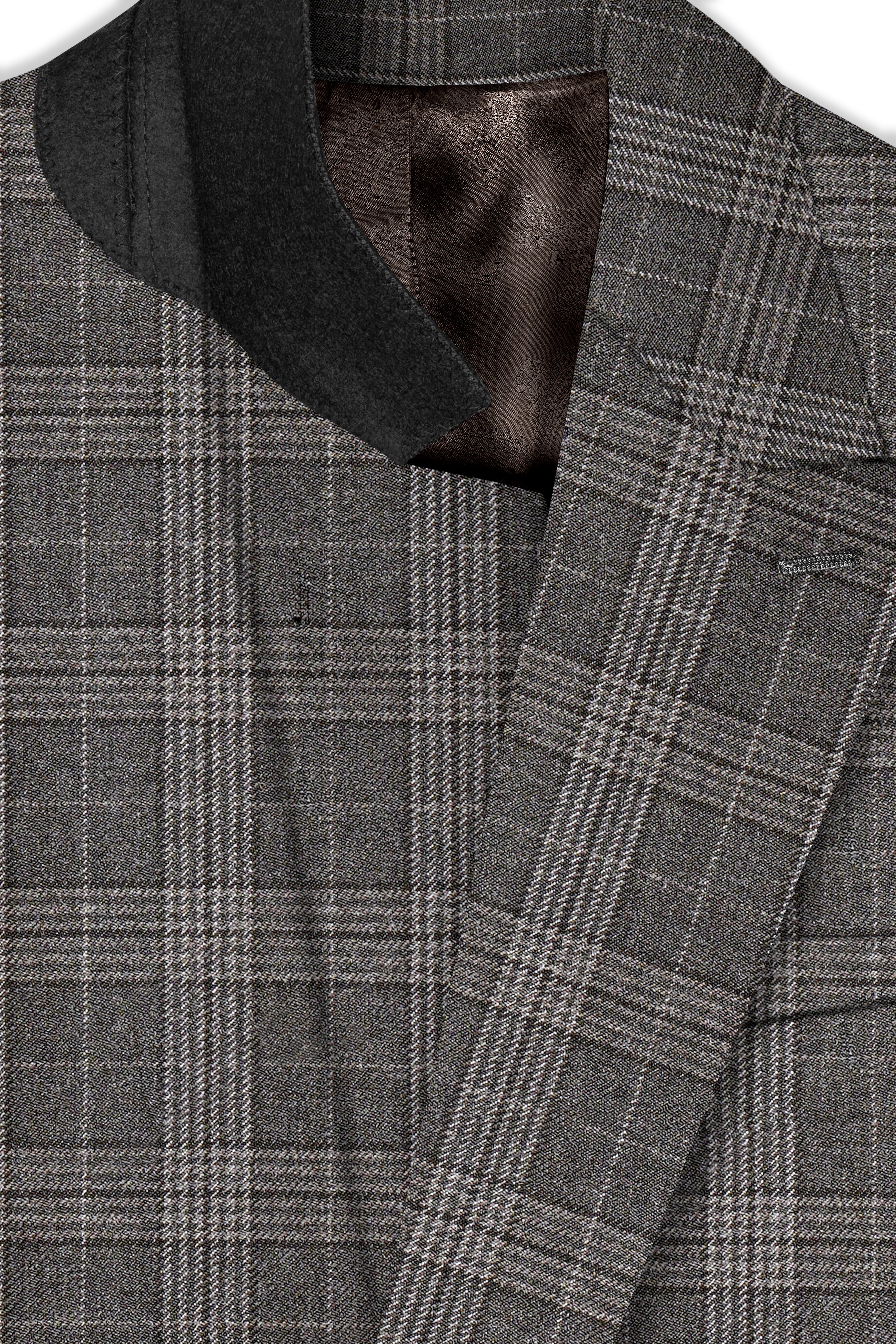 Iridium Gray Plaid Tweed Wool Blend Double Breasted Suit