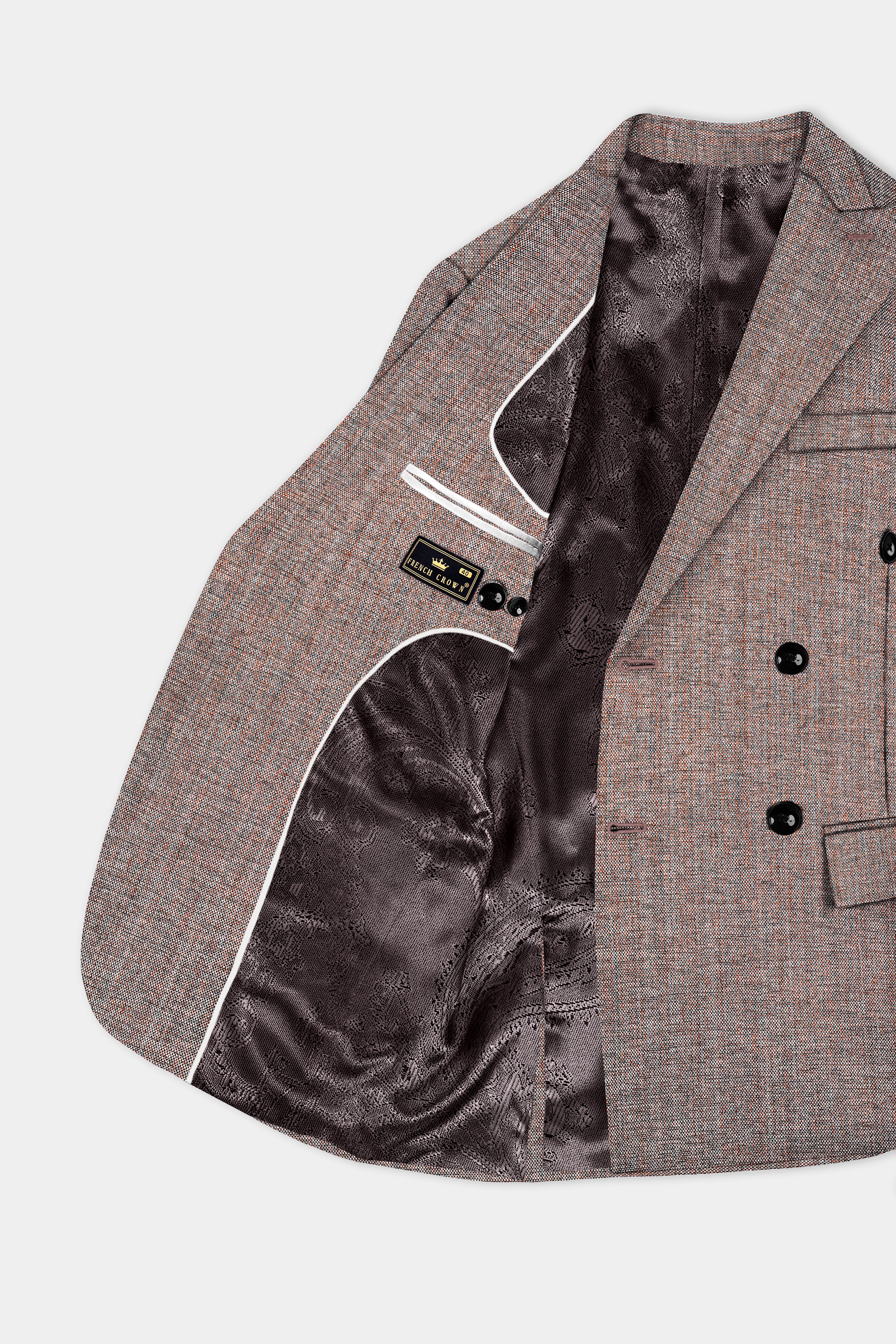 Ferra Brown Textured Double Breasted Suit