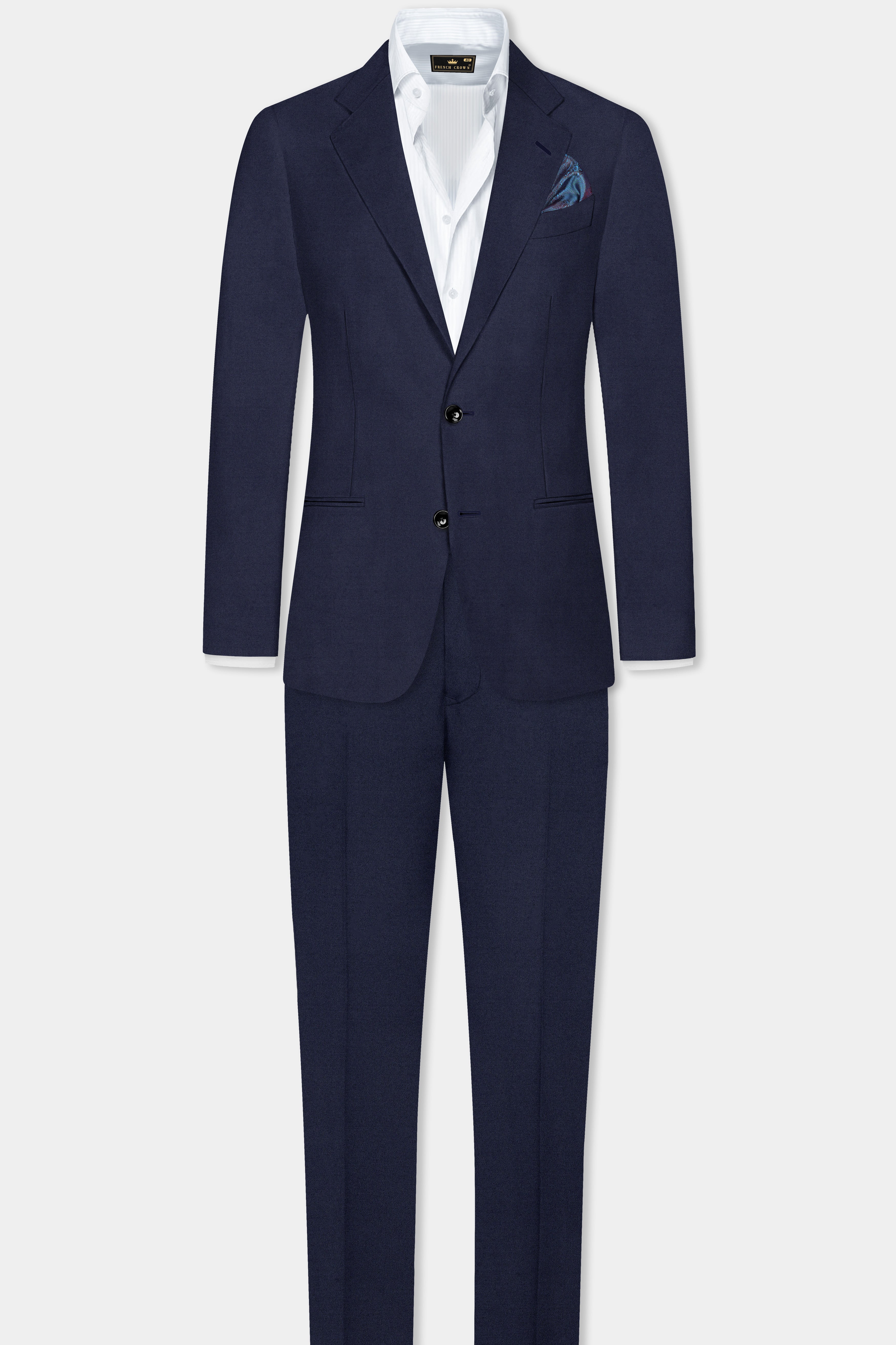 Space Cadet Blue Solid Wool Blend Single Breasted Suit