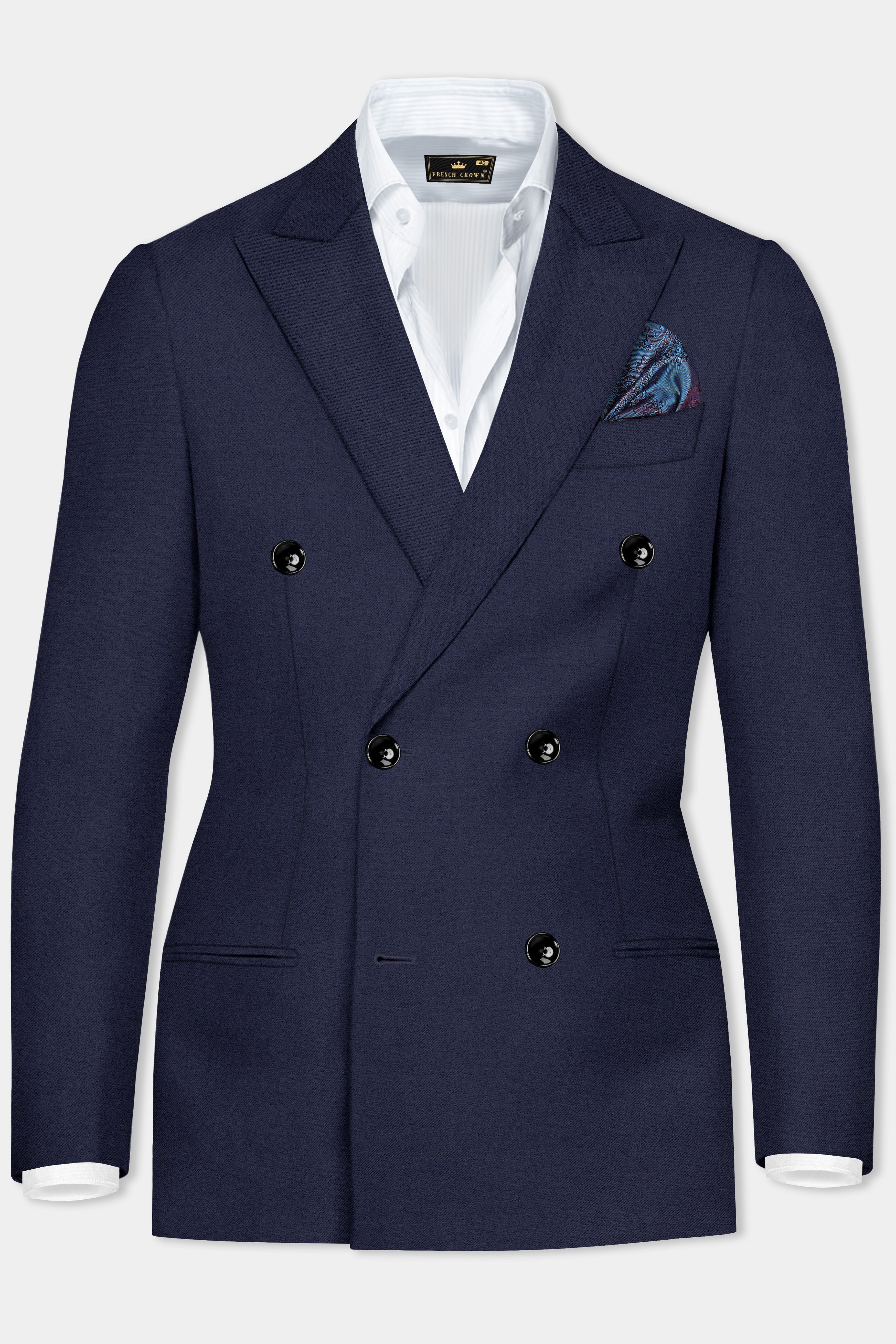 Space Cadet Blue Solid Wool Blend Double Breasted Suit