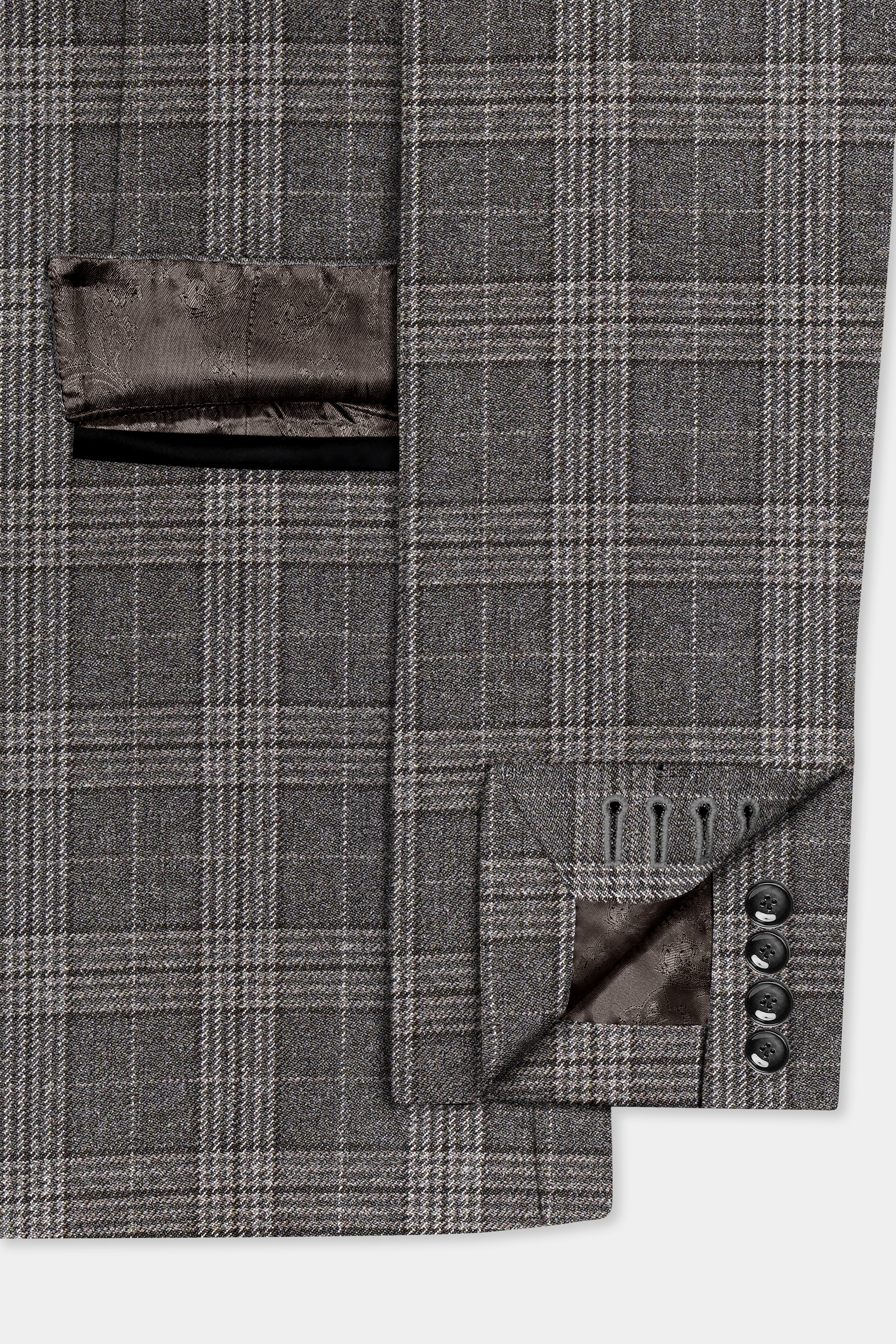 Iridium Gray Plaid Tweed Wool Blend Tuxedo Suit