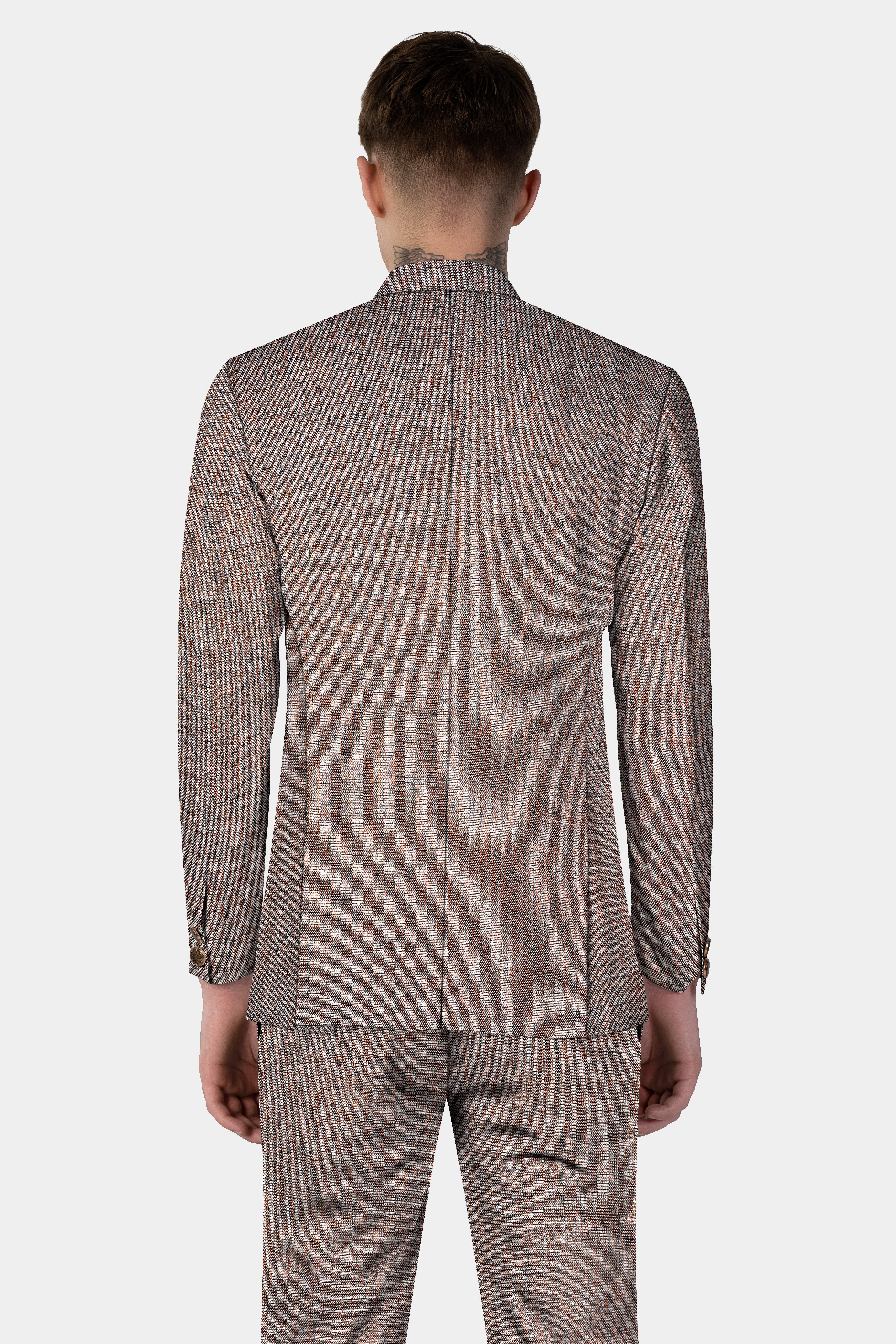 Ferra Brown Textured Bandhgala Suit