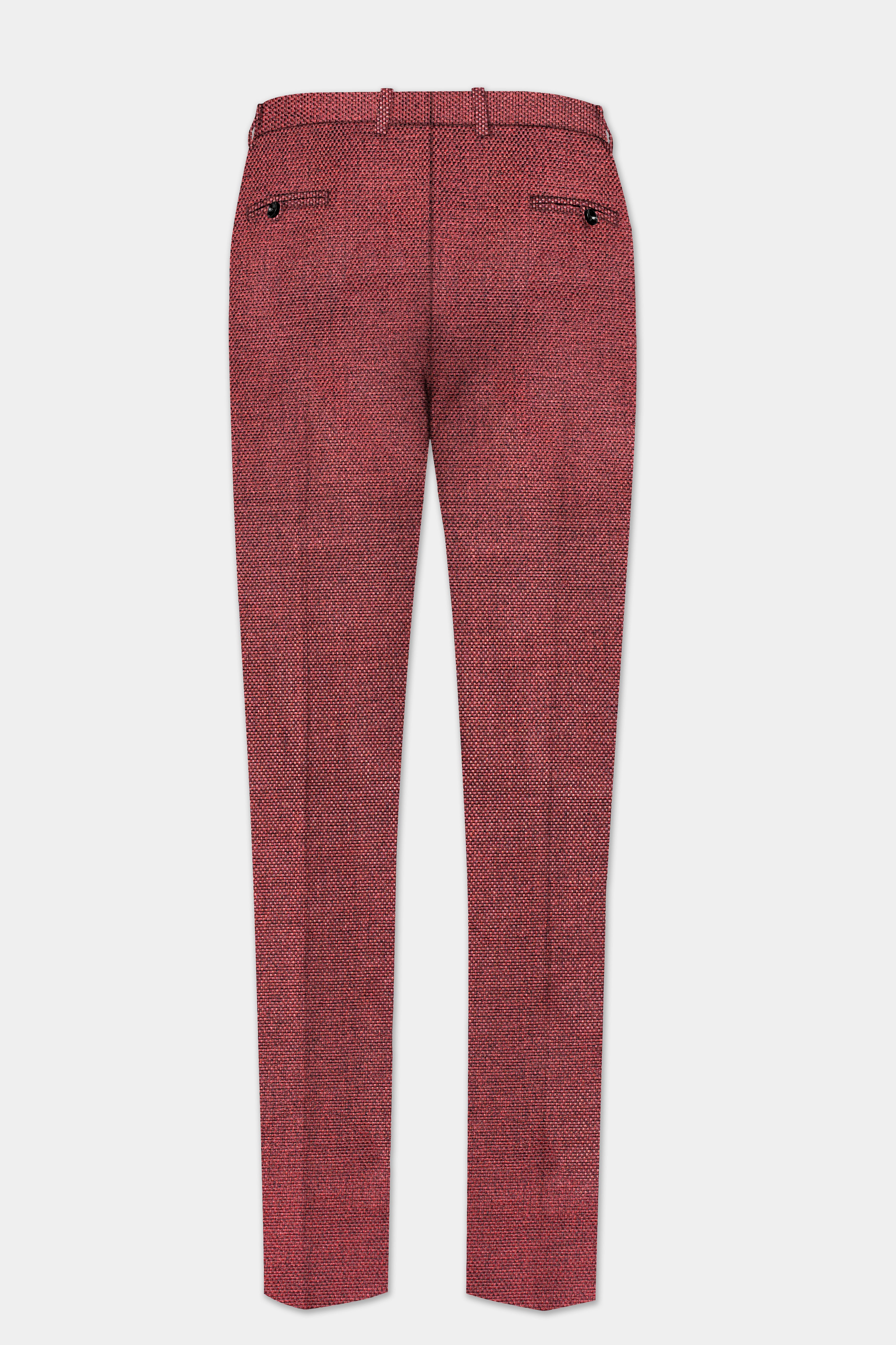 Merlot Red Textured Bandhgala Suit