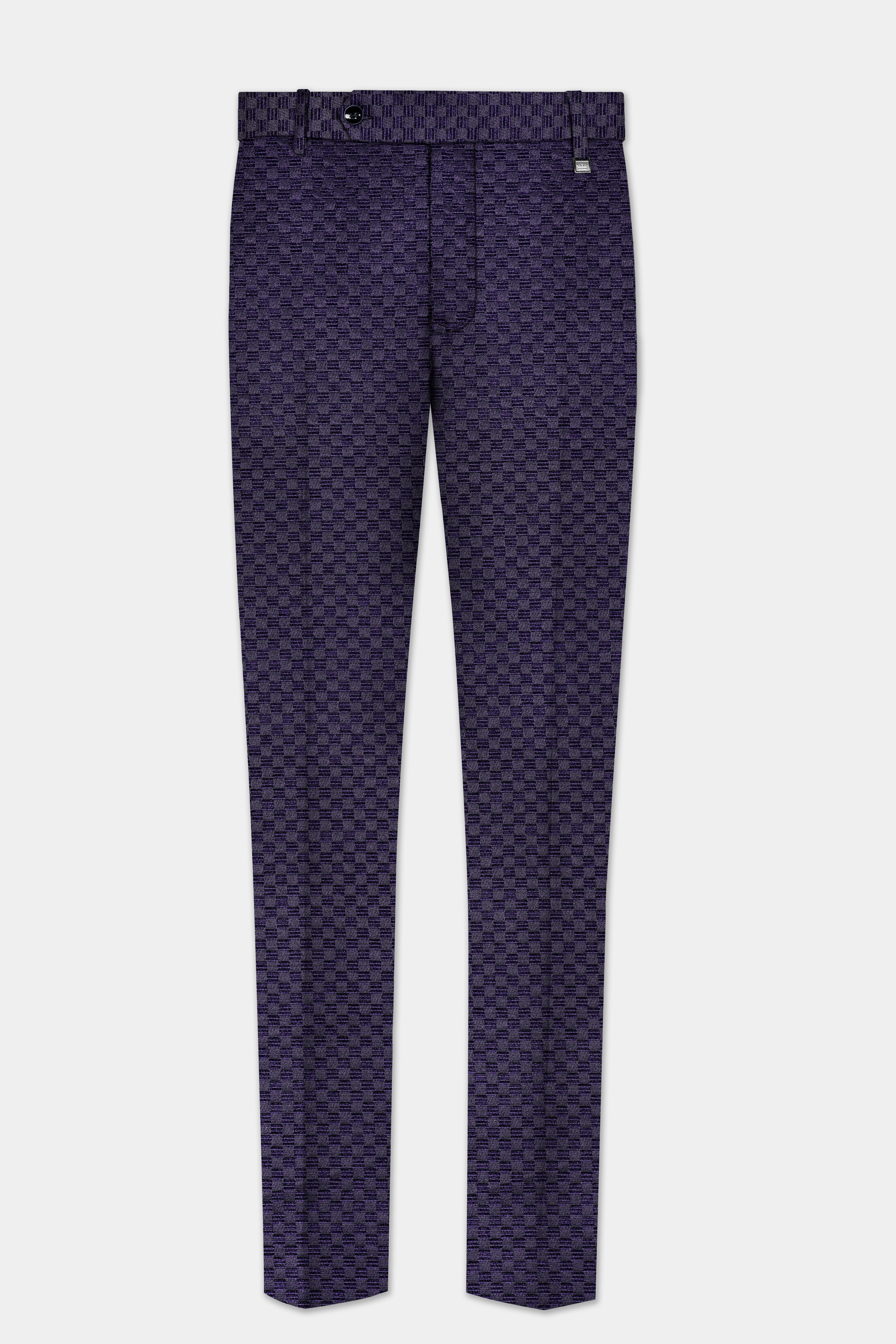 Ebony Purple Jacquard textured Bandhgala Suit