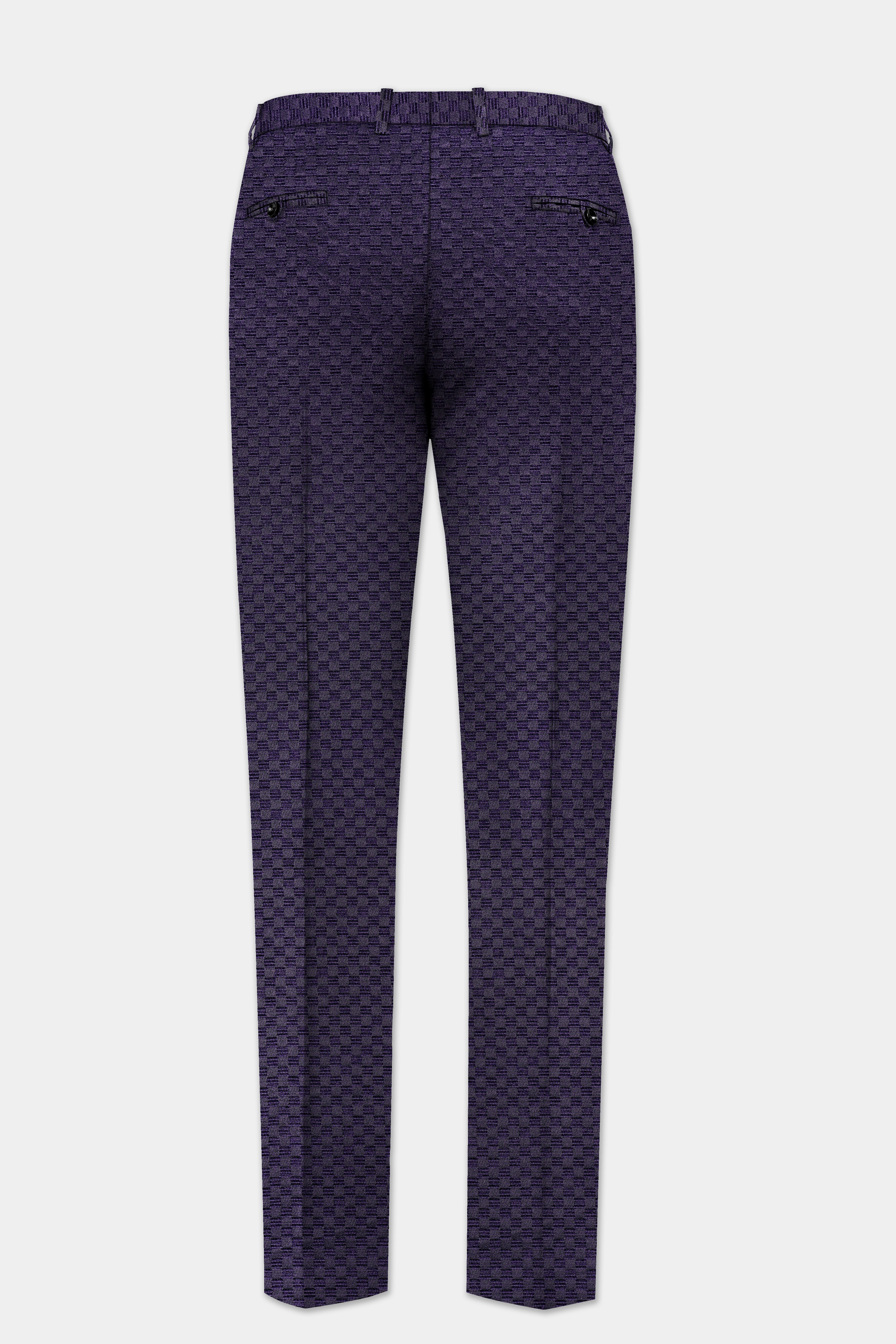 Ebony Purple Jacquard textured Bandhgala Suit