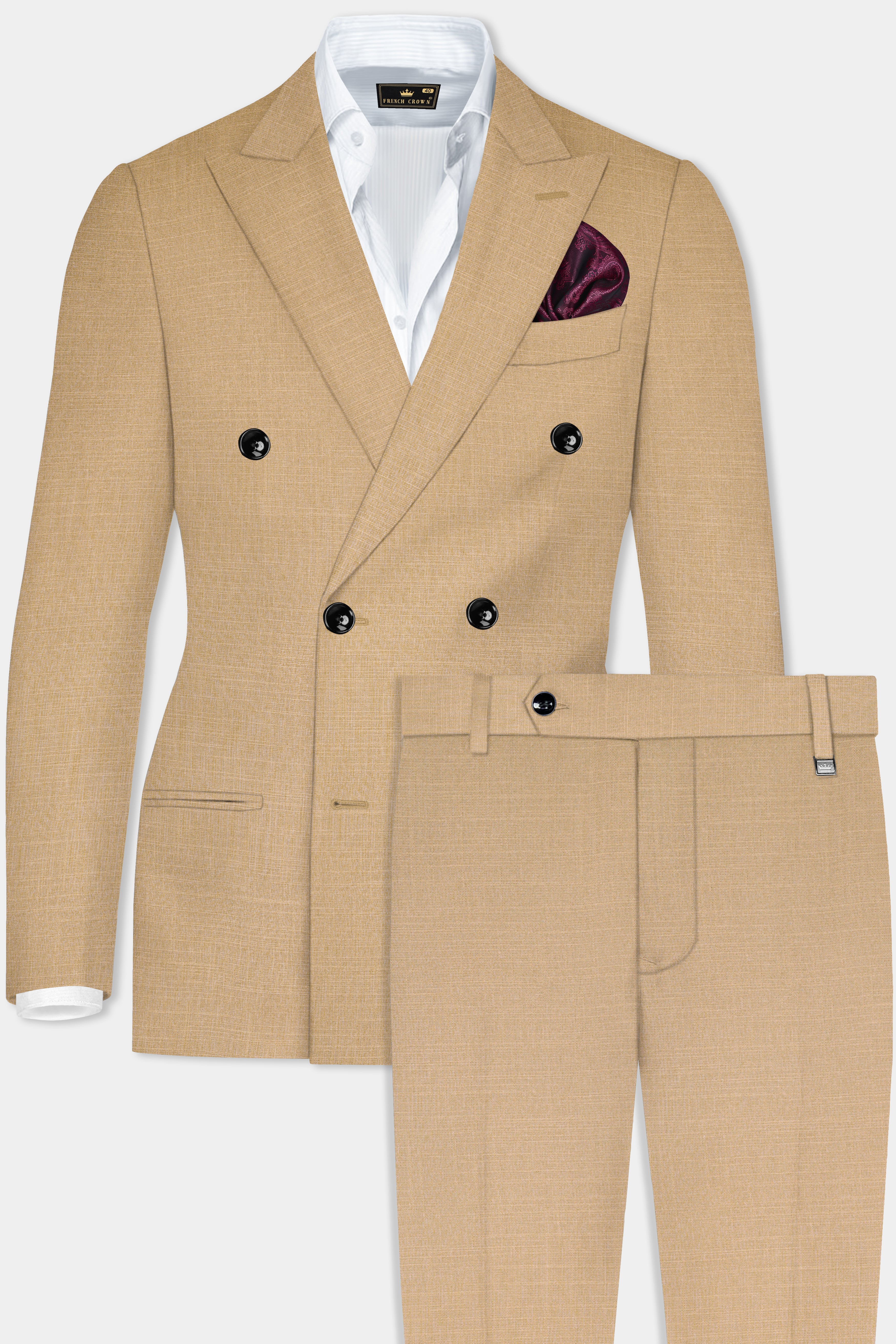 Sandrift Cream Luxurious Linen Double Breasted Suit