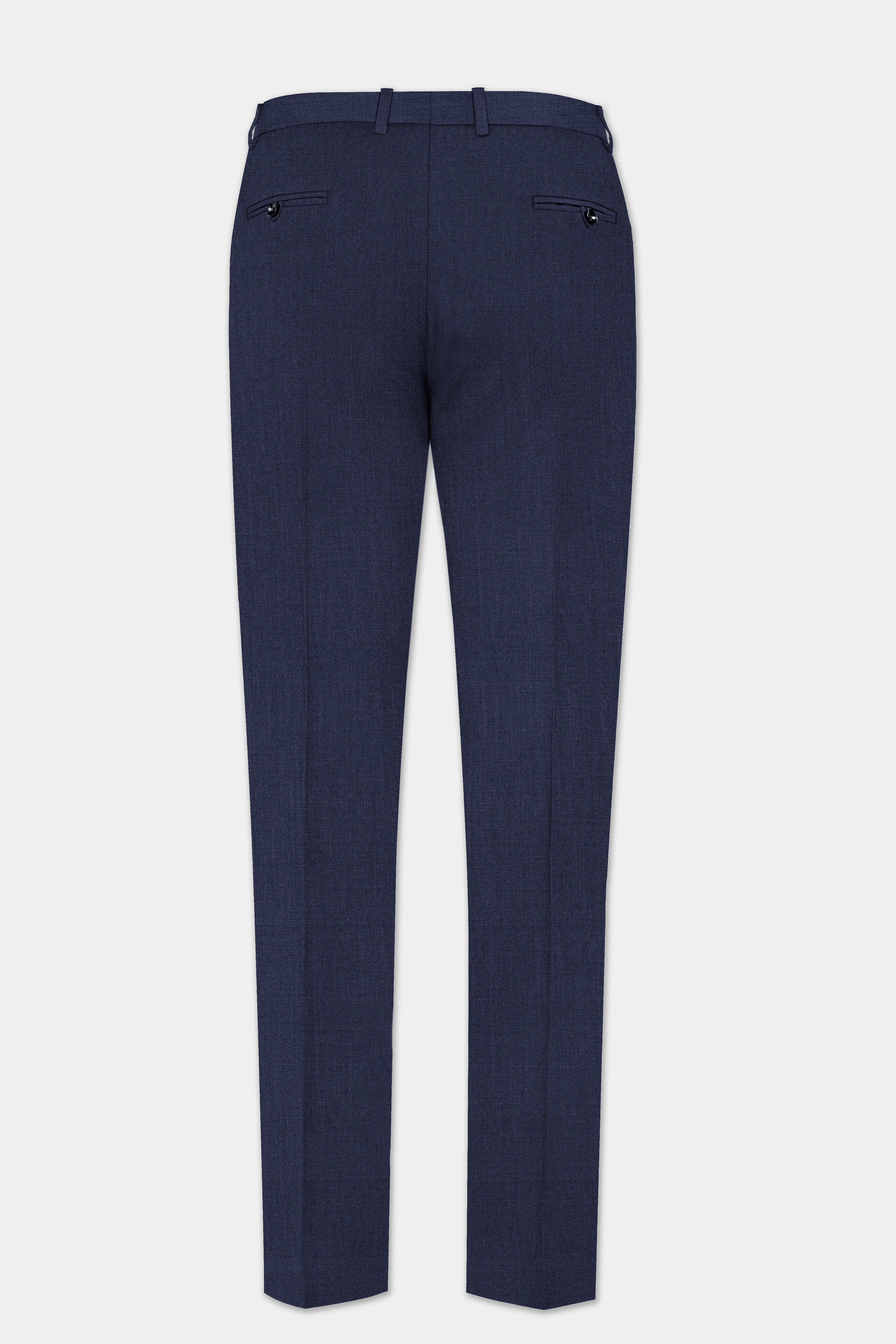 Mizzoni Blue Solid Wool Blend Single Breasted Suit