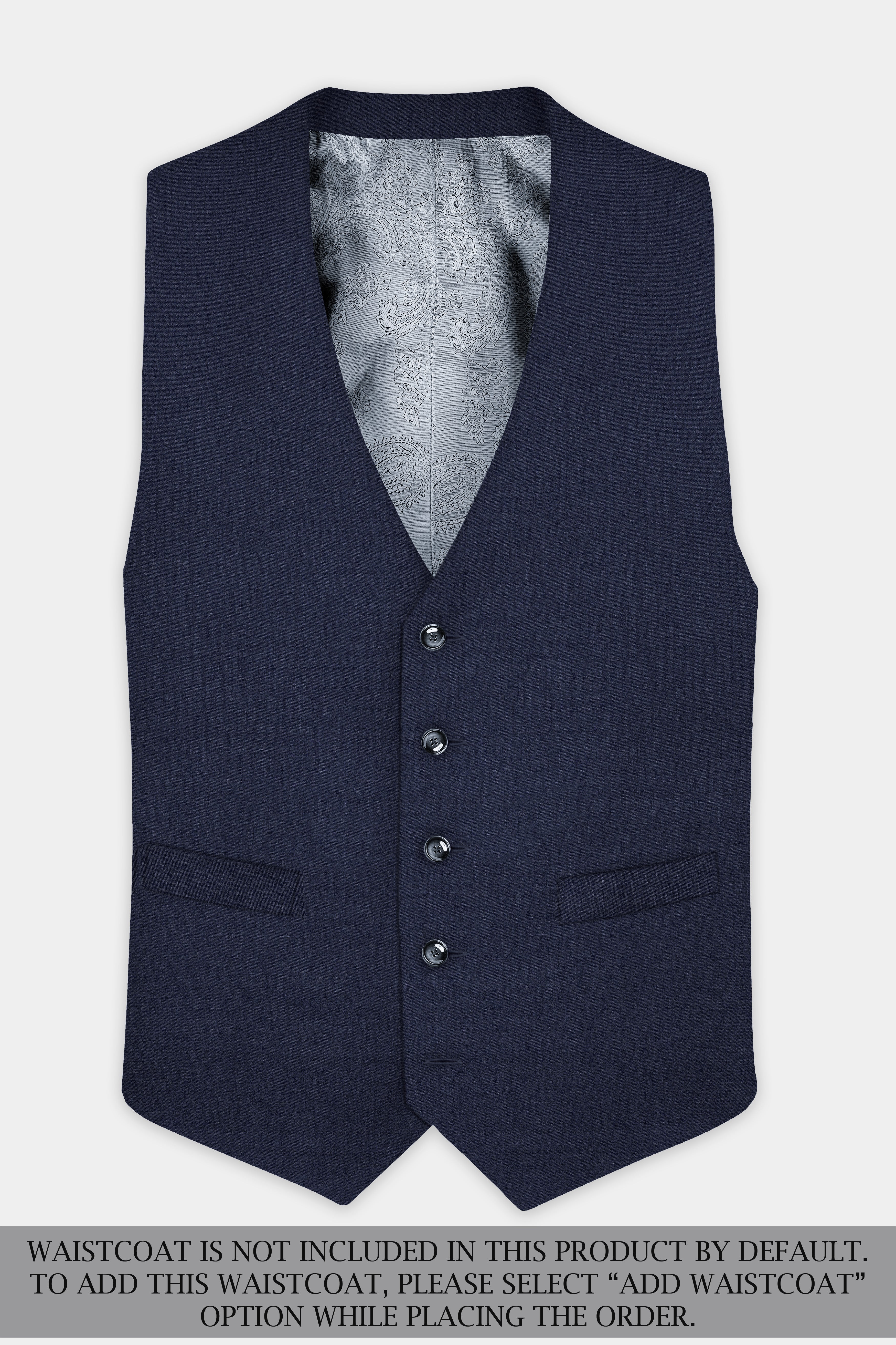 Mizzoni Blue Solid Wool Blend Single Breasted Suit