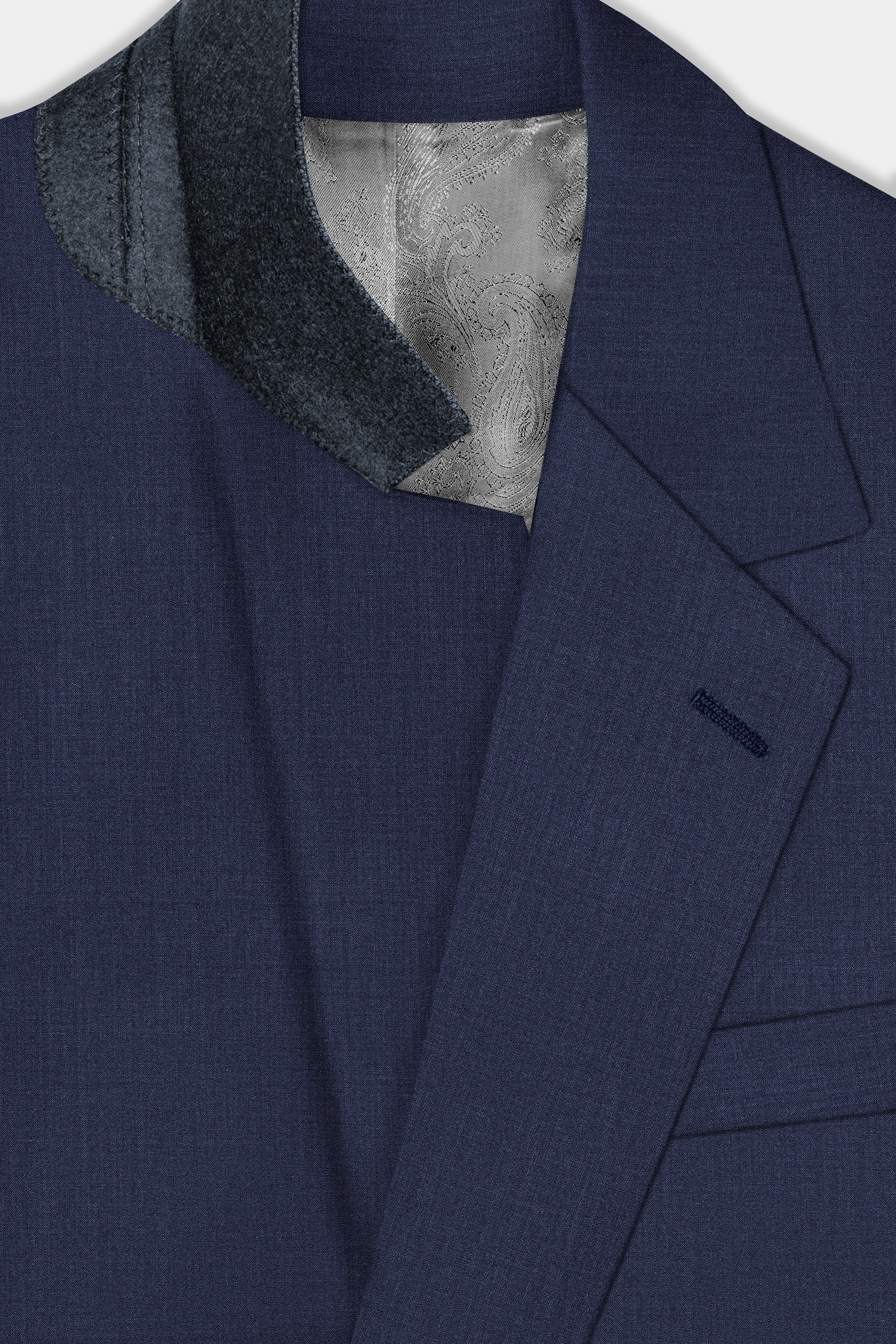 Mizzoni Blue Solid Wool Blend Single Breasted Suit