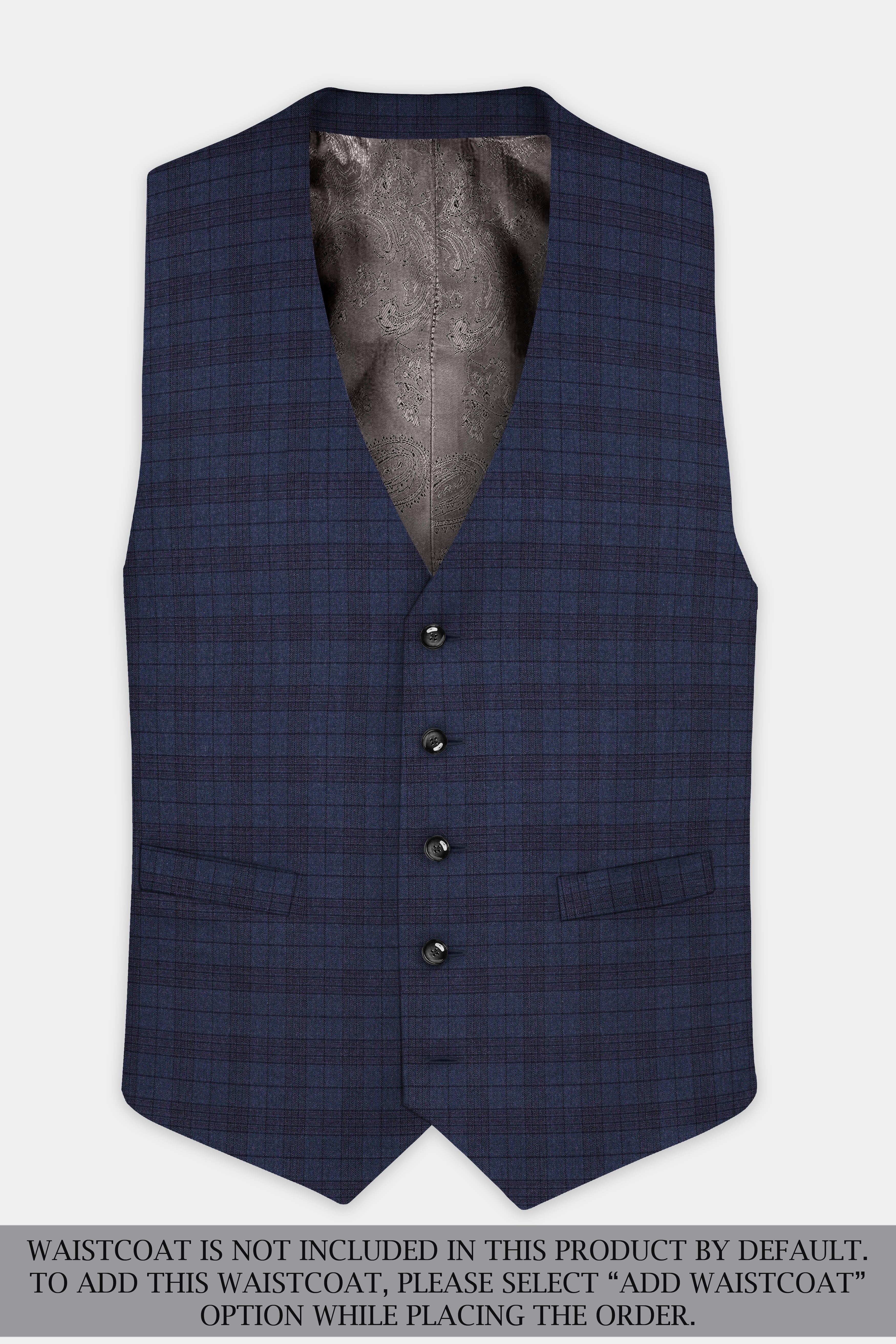 Martinique Blue Plaid Wool Blend Single Breasted Suit