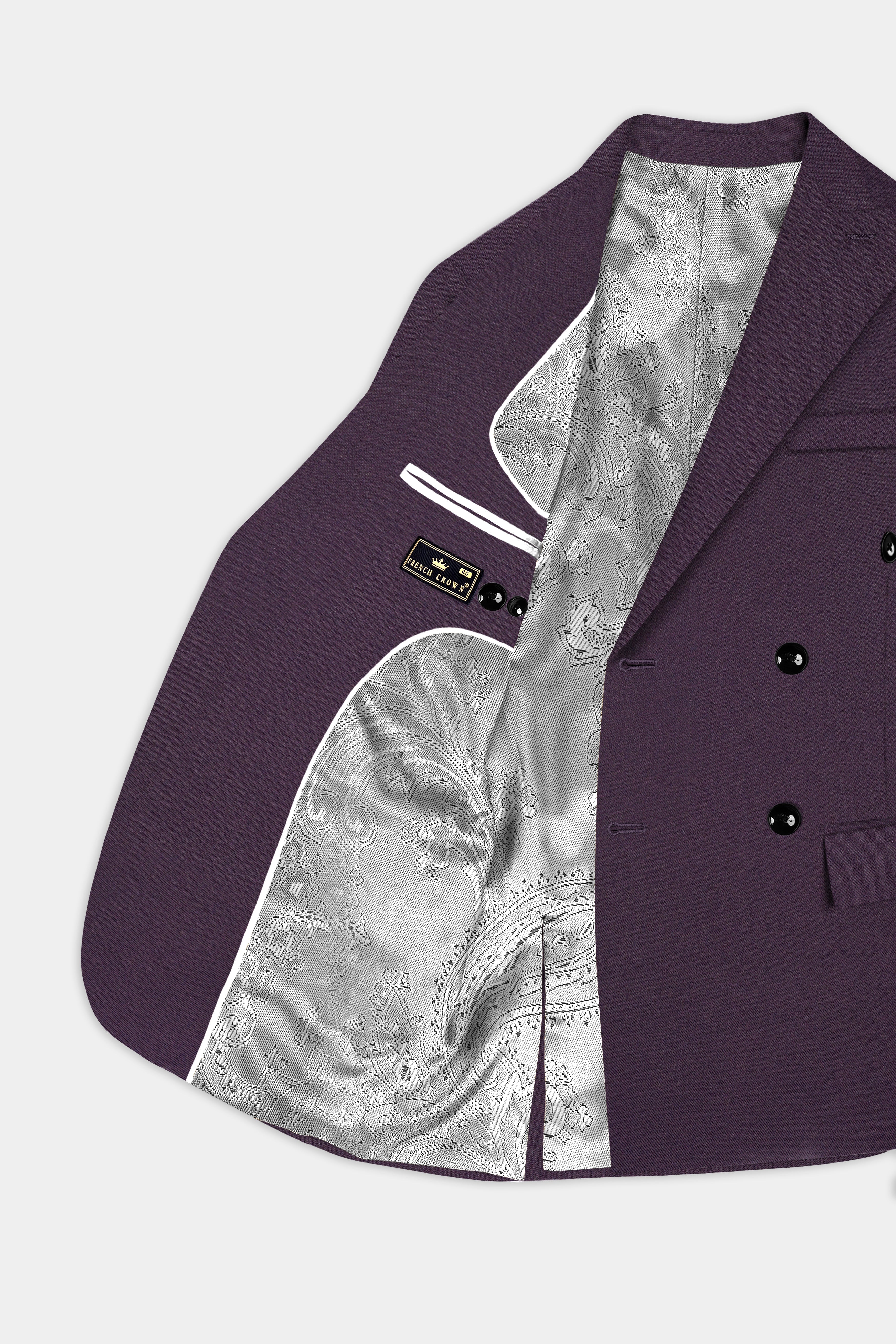 Eminence Purple Solid Wool Blend Double Breasted Suit