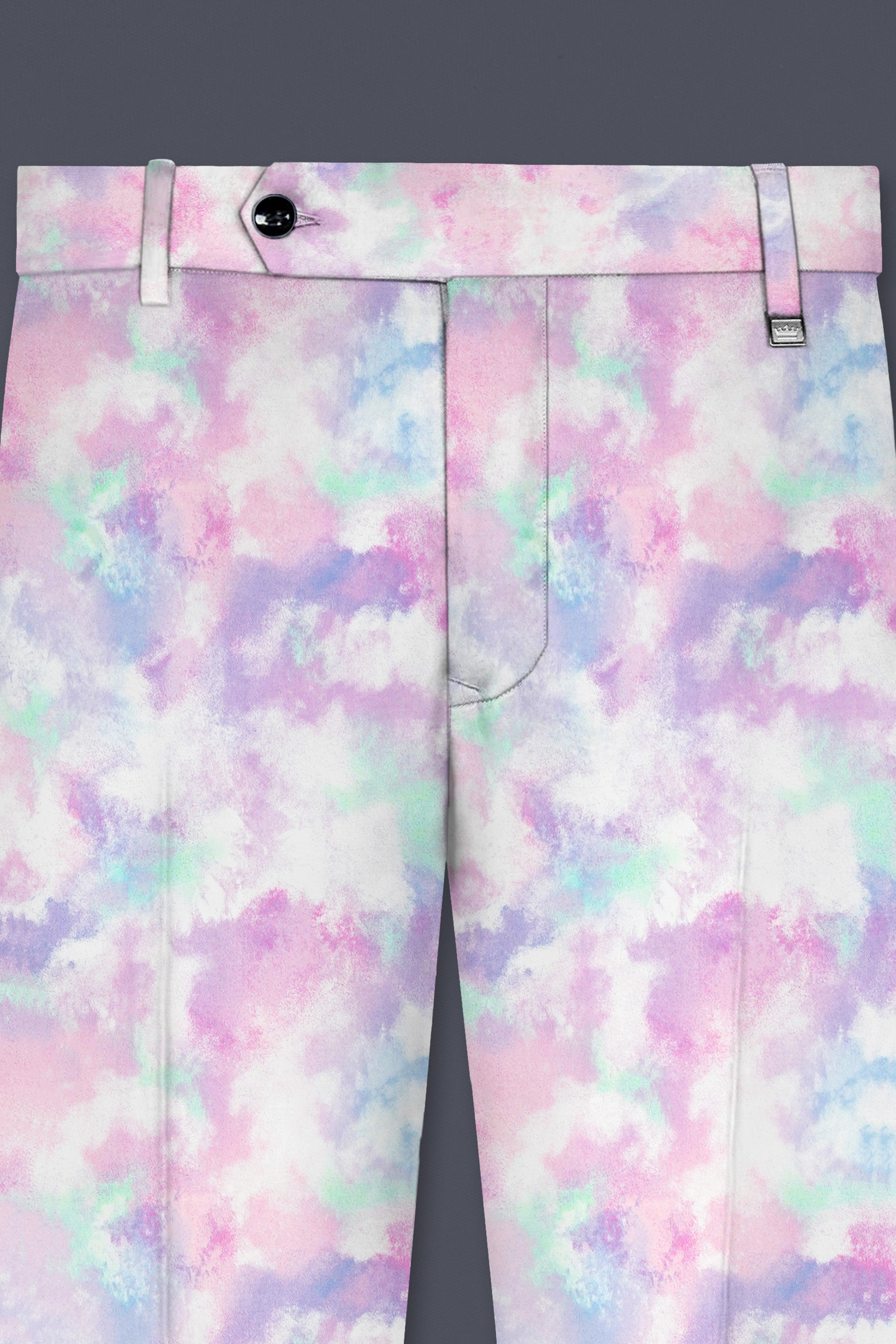 Thistle Pink And Wisteria Purple Multi Color cloud printed Cotton Single Breasted Suit