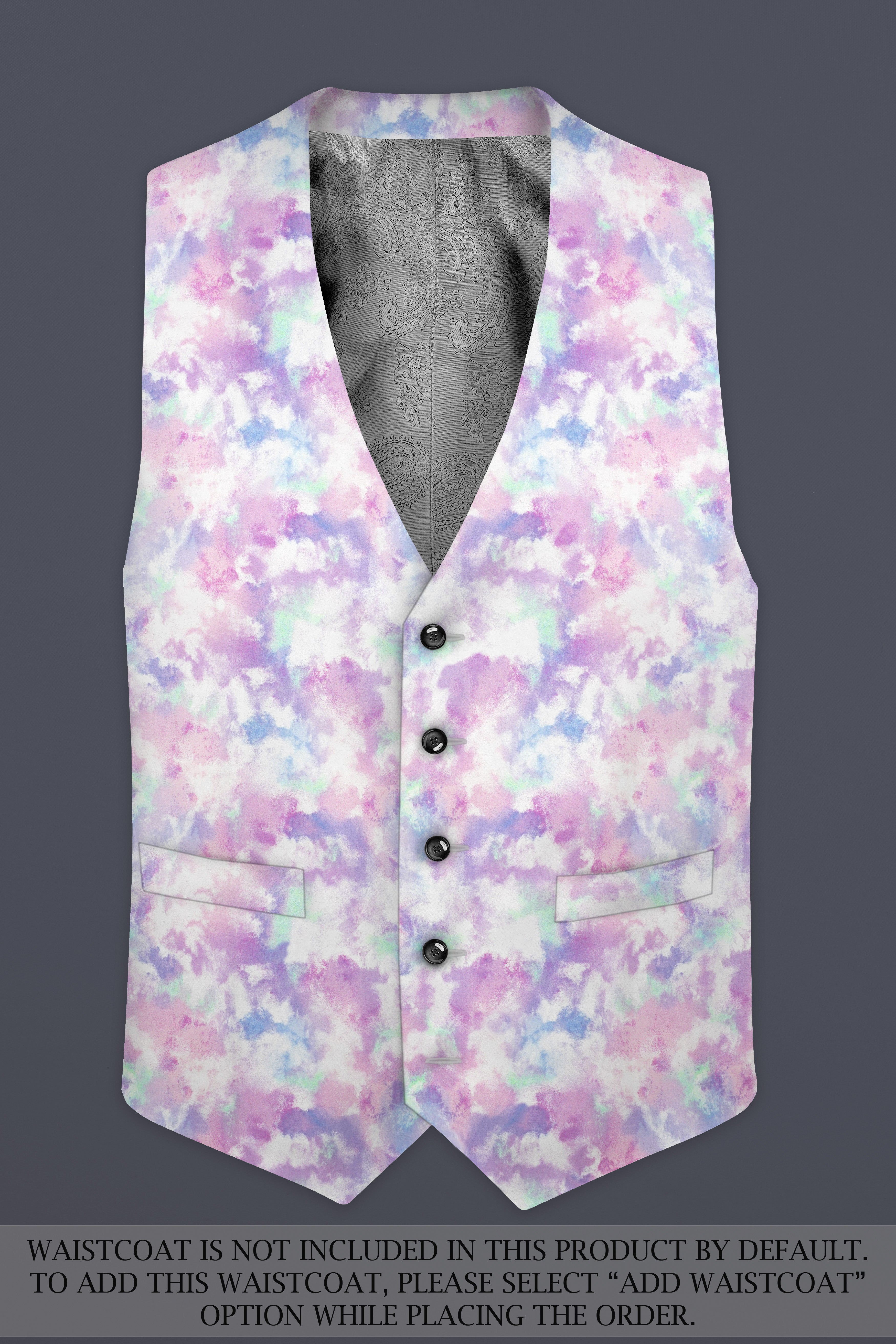 Thistle Pink And Wisteria Purple Multi Color cloud printed Cotton Single Breasted Suit