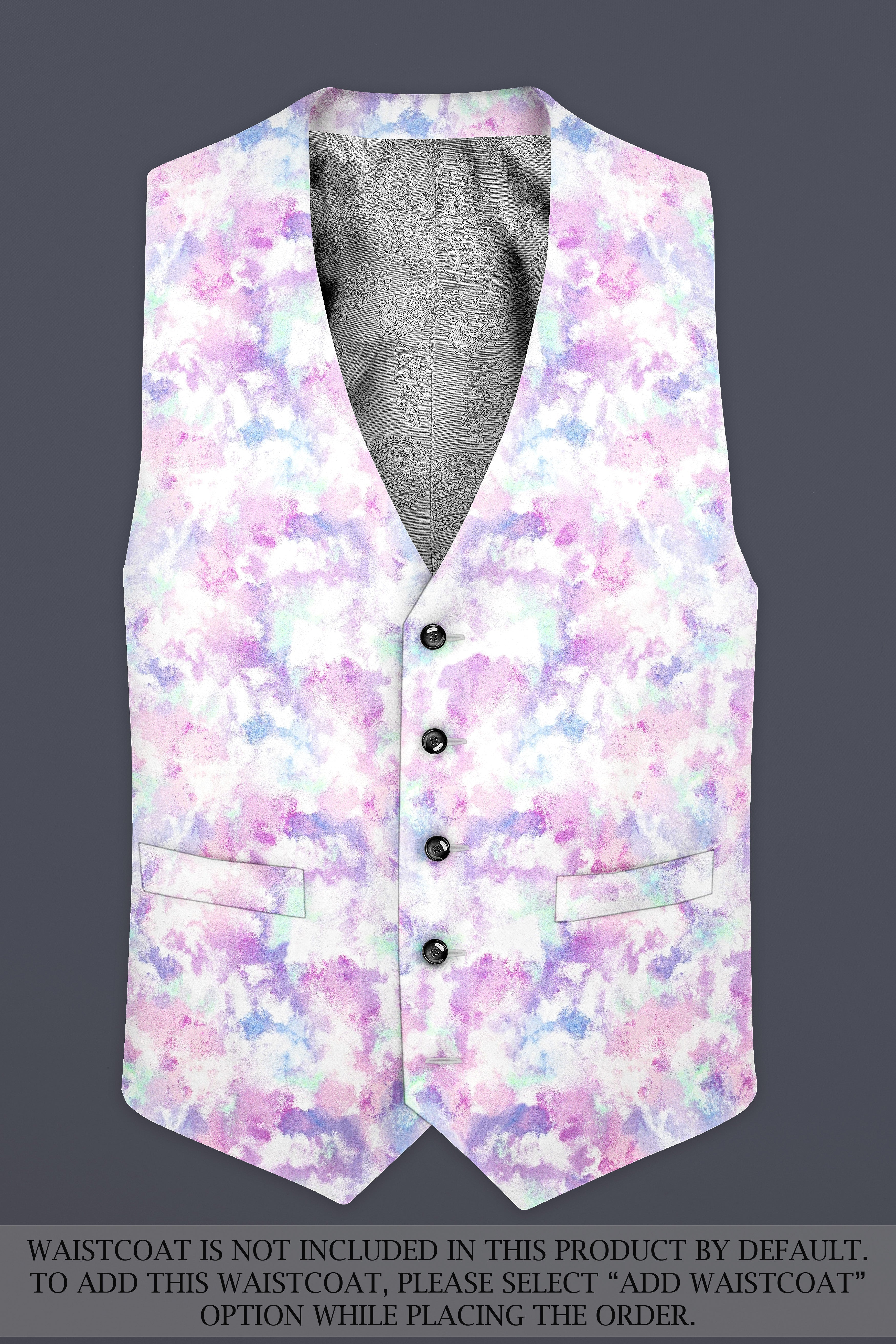 Thistle Pink And Wisteria Purple Multi Color cloud printed Cotton Single Breasted Suit