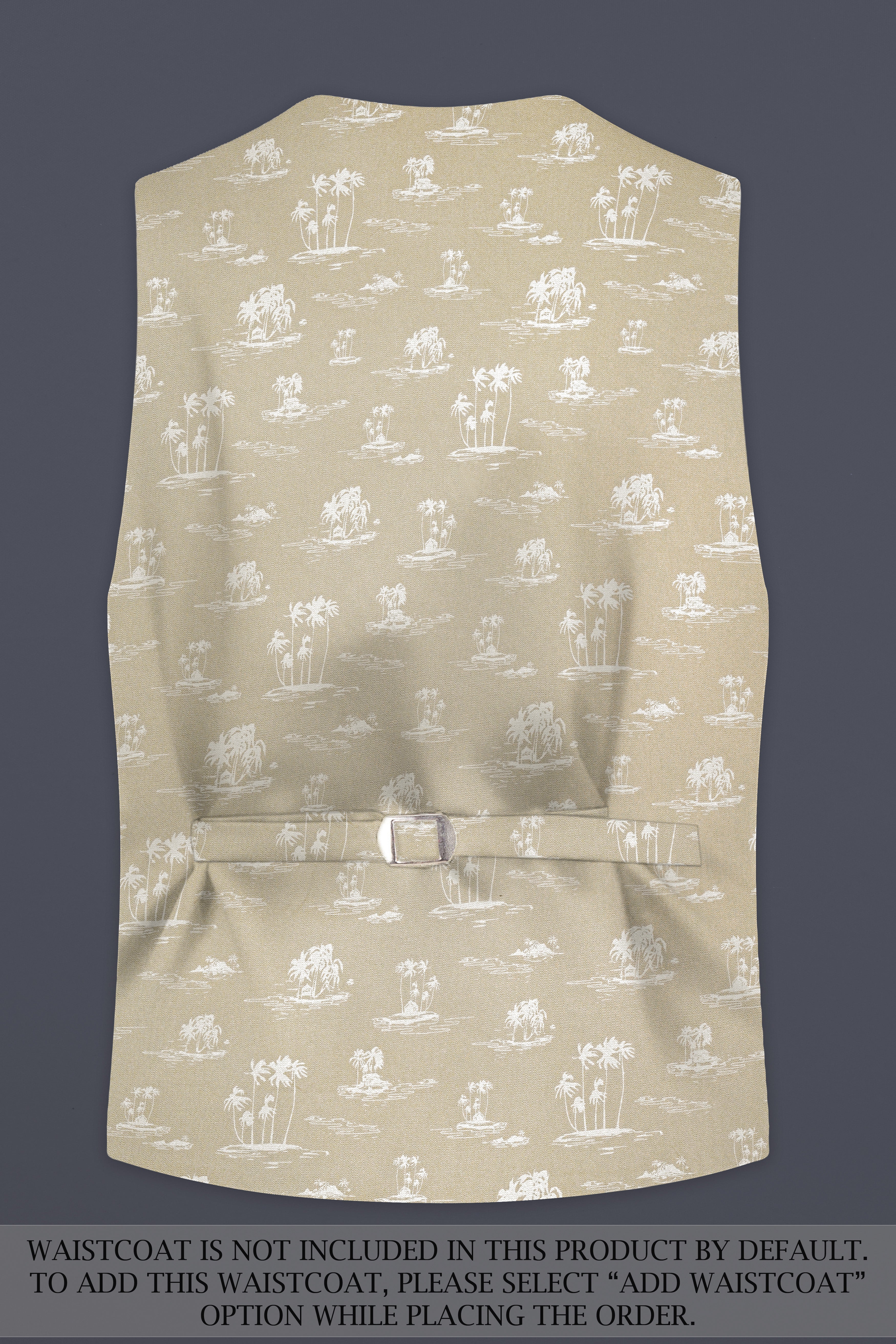 Malta Cream Coconut Tree Printed Cotton Single Breasted Suit