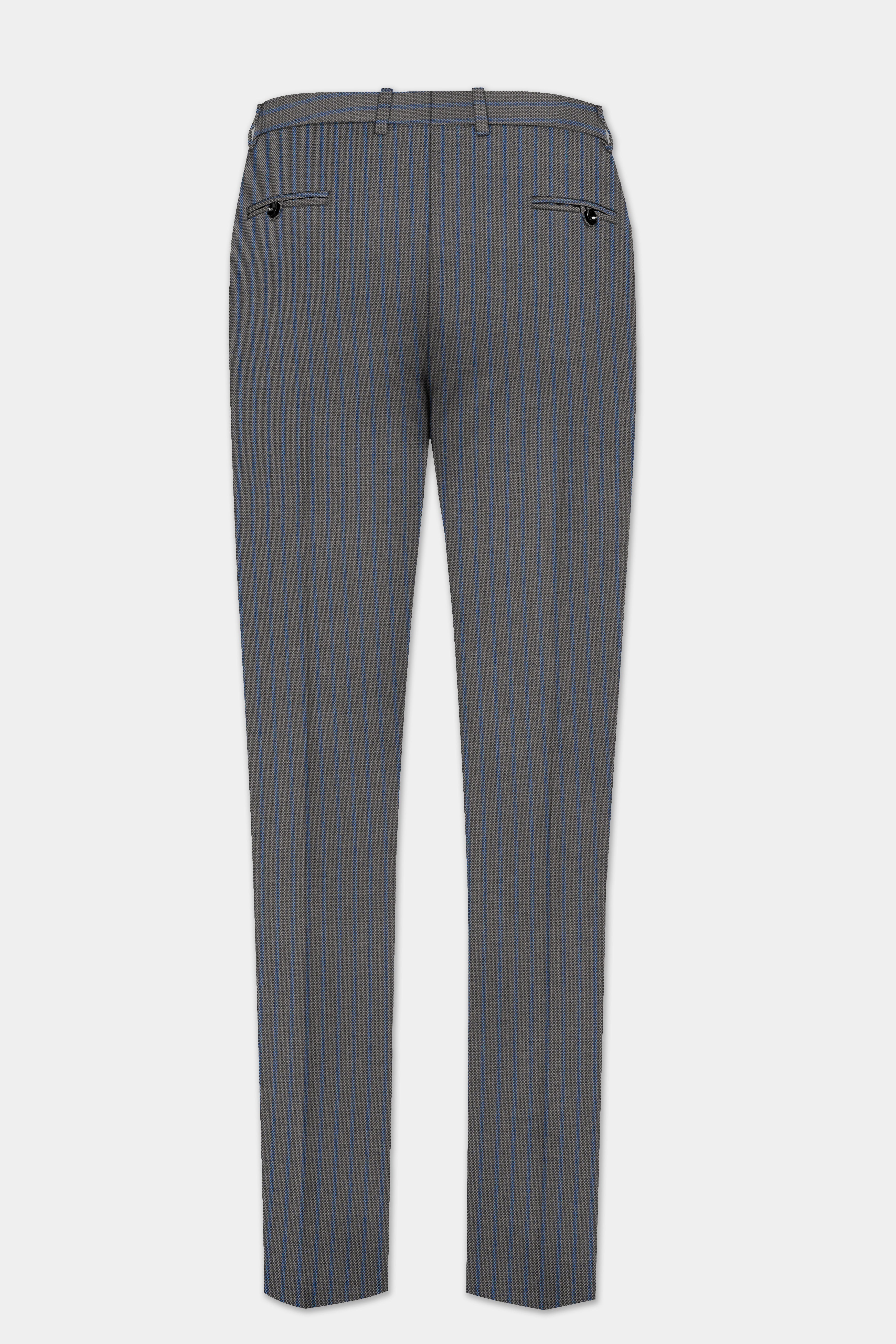 Vampire Gray Striped Wool Blend Bandhgala Suit