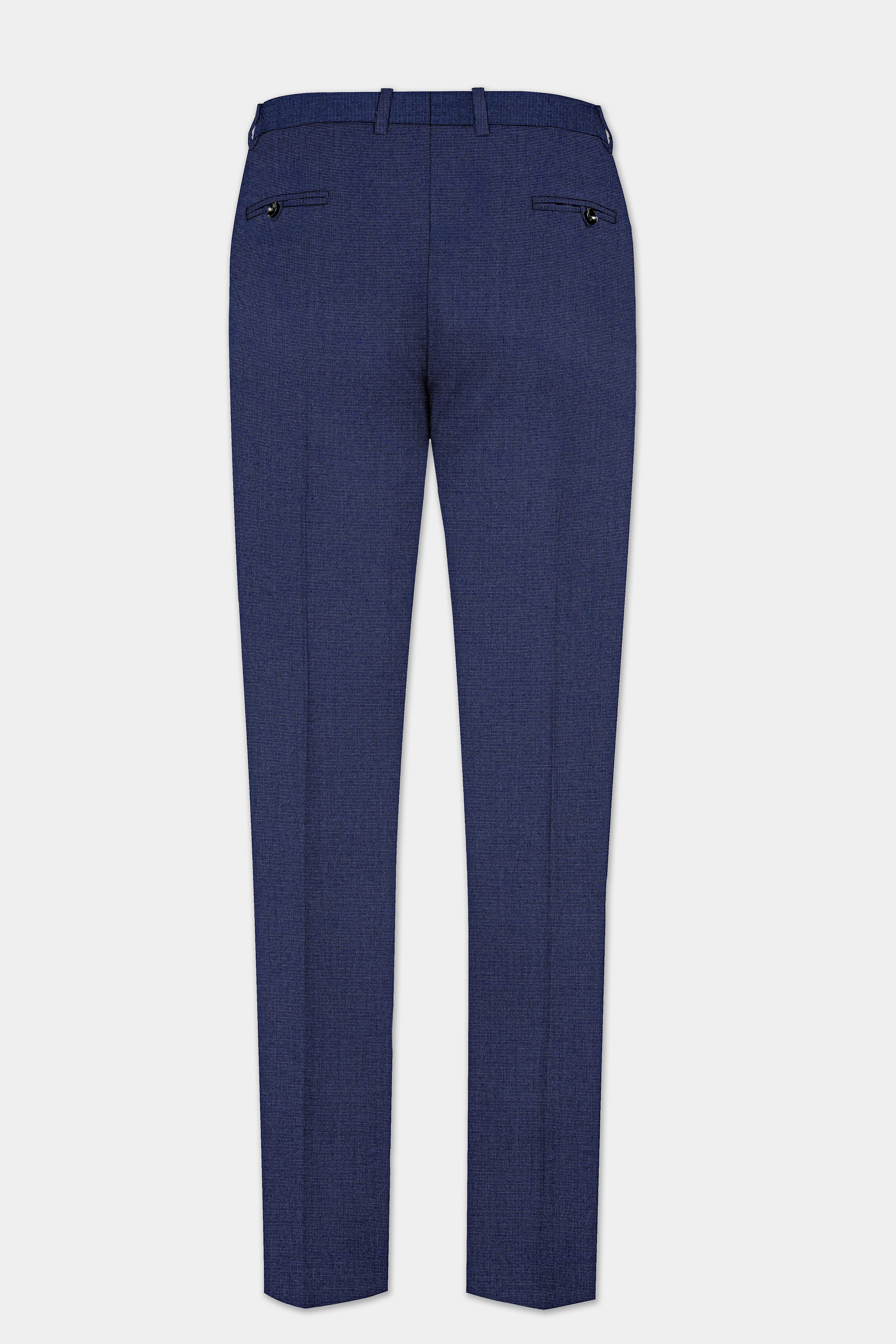 Firefly Blue Textured Wool Blend Single Breasted Suit