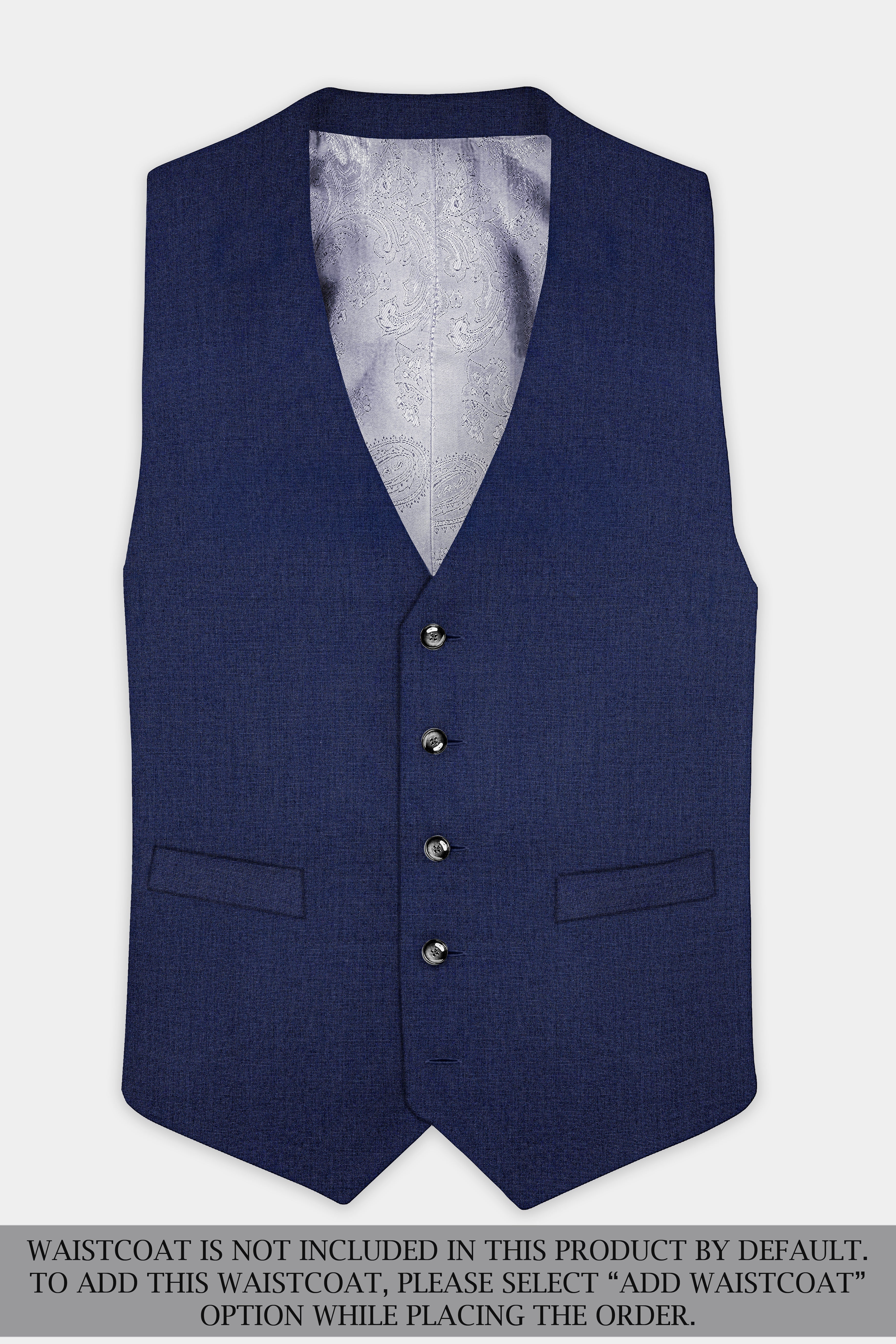 Firefly Blue Textured Wool Blend Single Breasted Suit