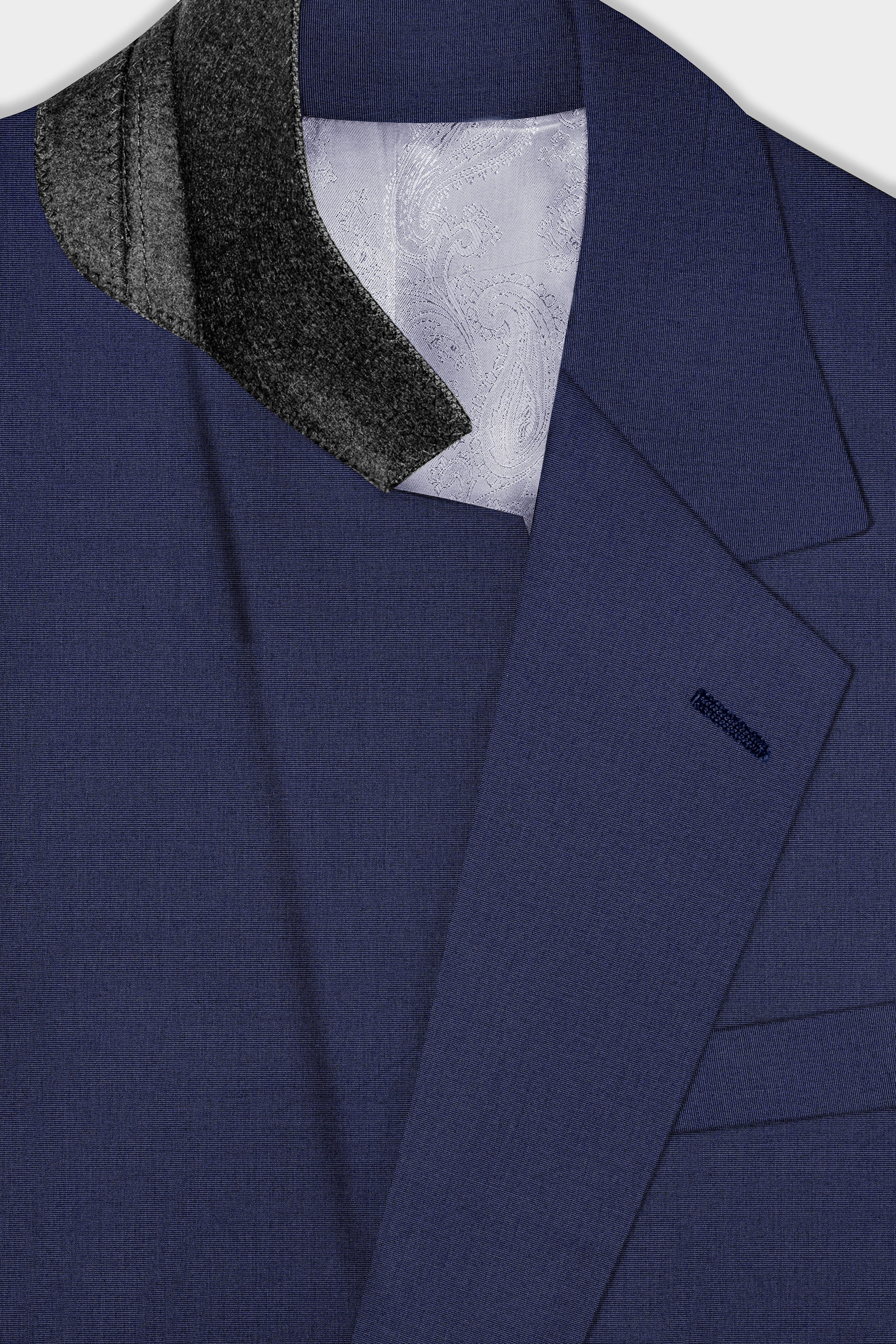 Firefly Blue Textured Wool Blend Single Breasted Suit