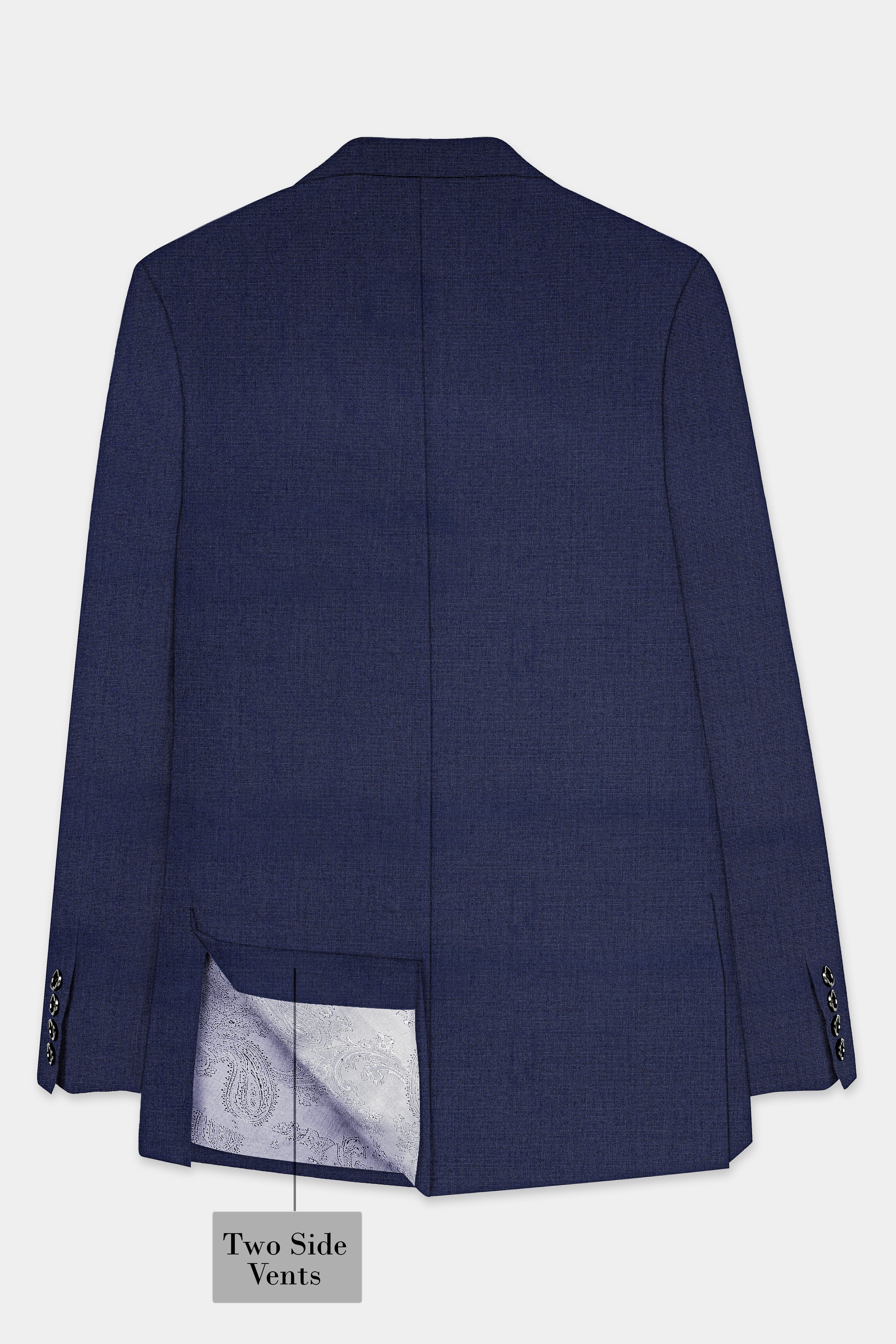 Firefly Blue Textured Wool Blend Single Breasted Suit