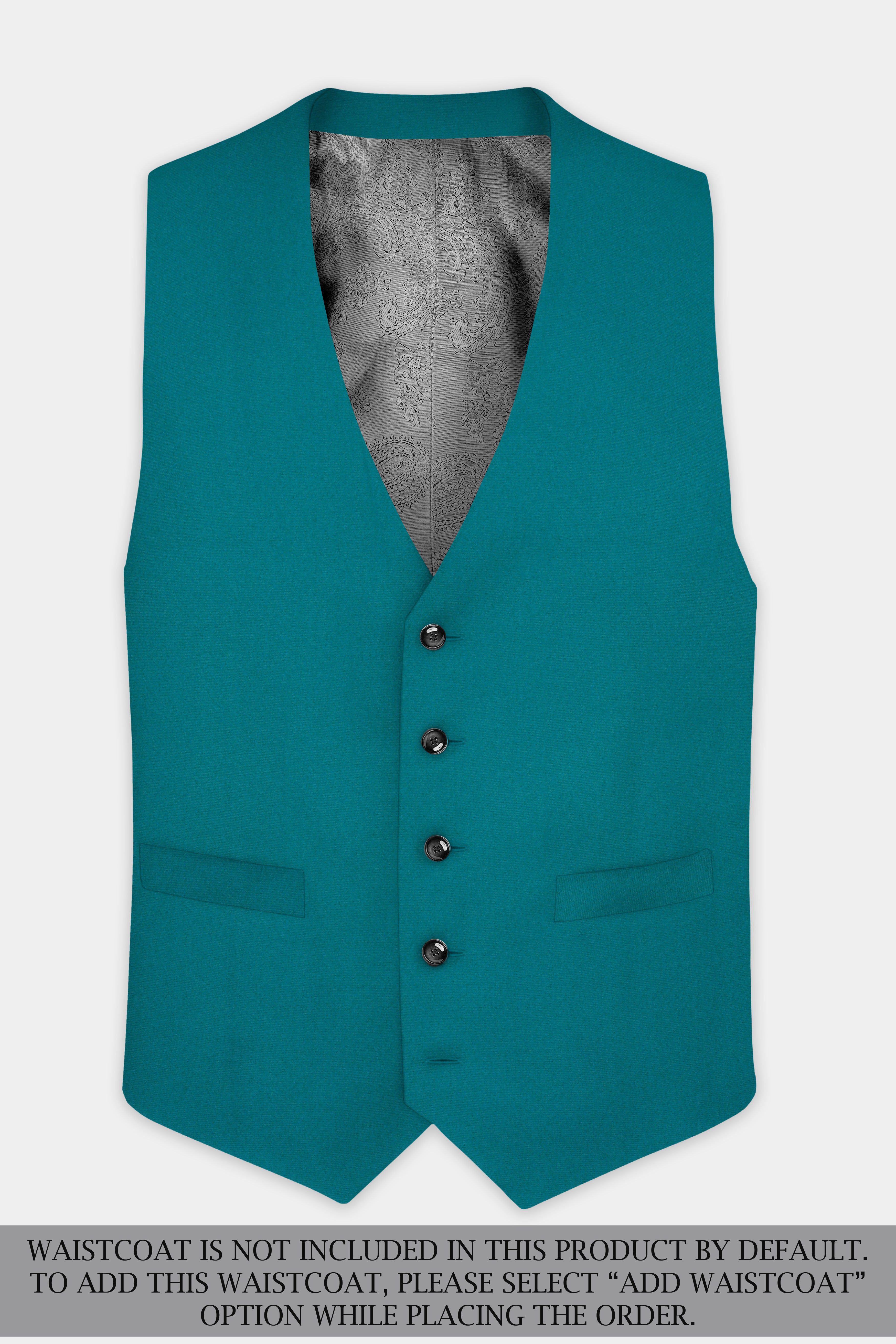 Surfie Green Plain Solid Wool Blend Single Breasted Suit