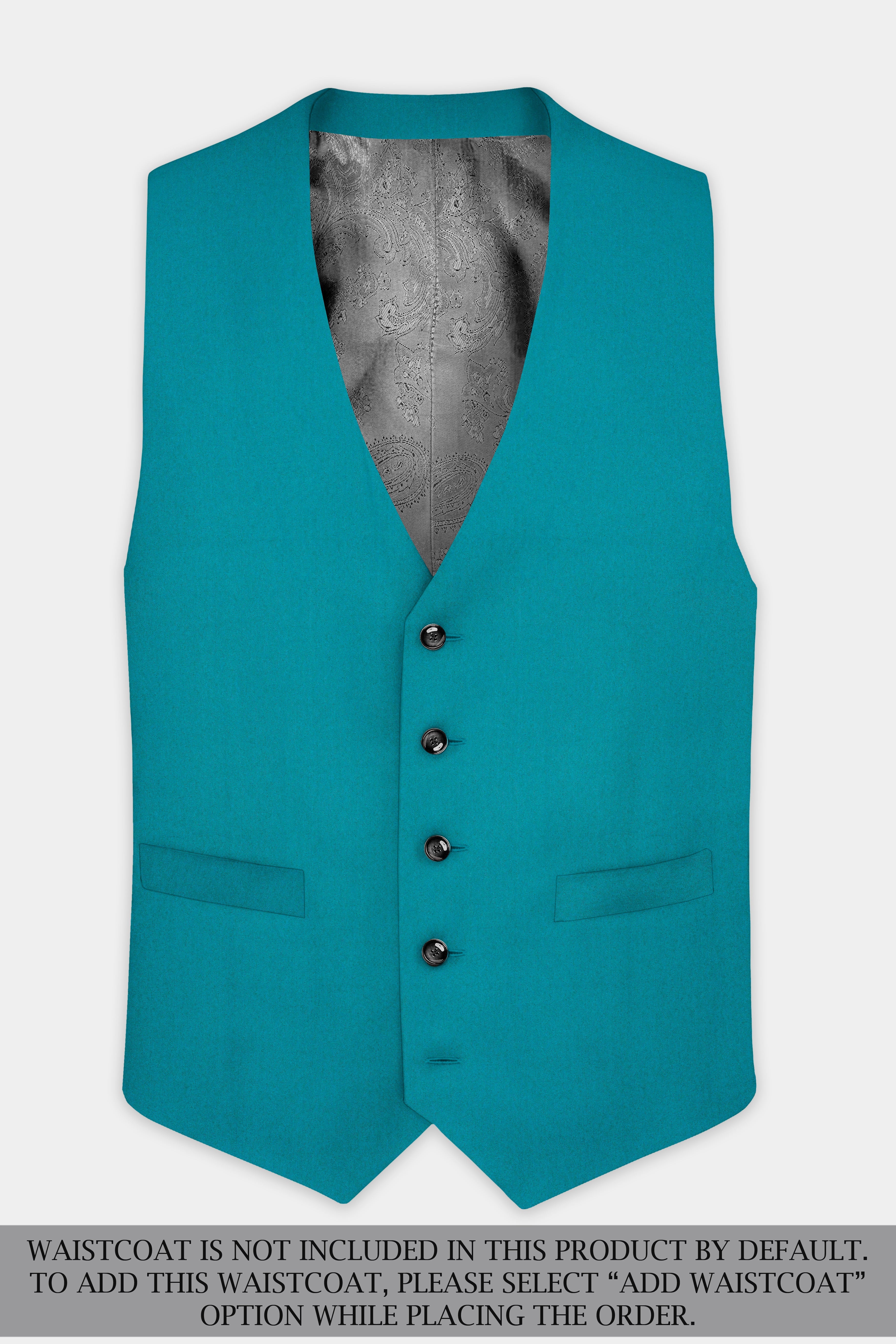 Surfie Green Plain Solid Wool Blend Single Breasted Suit