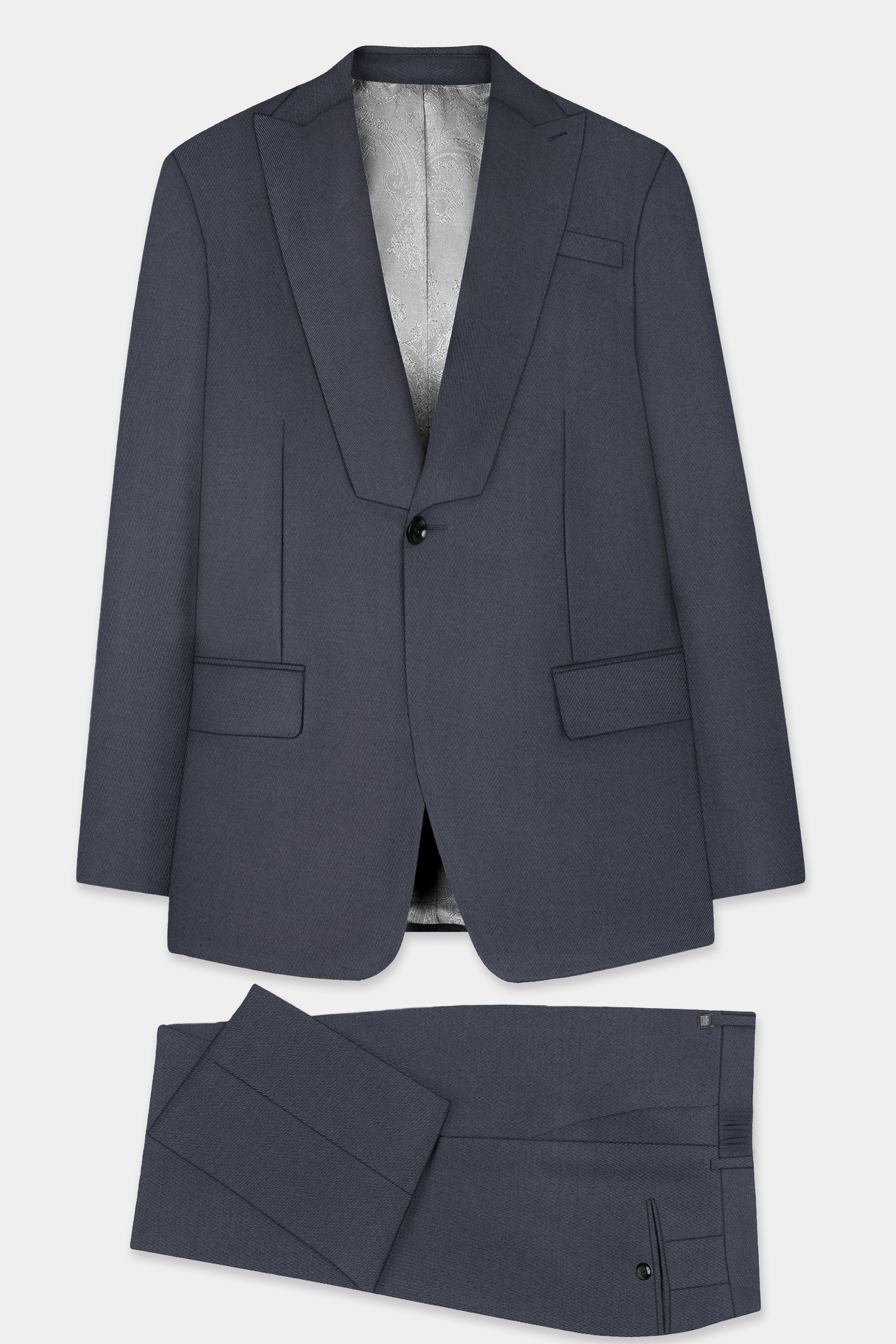 Iridium Gray Textured Cotton Designer Suit