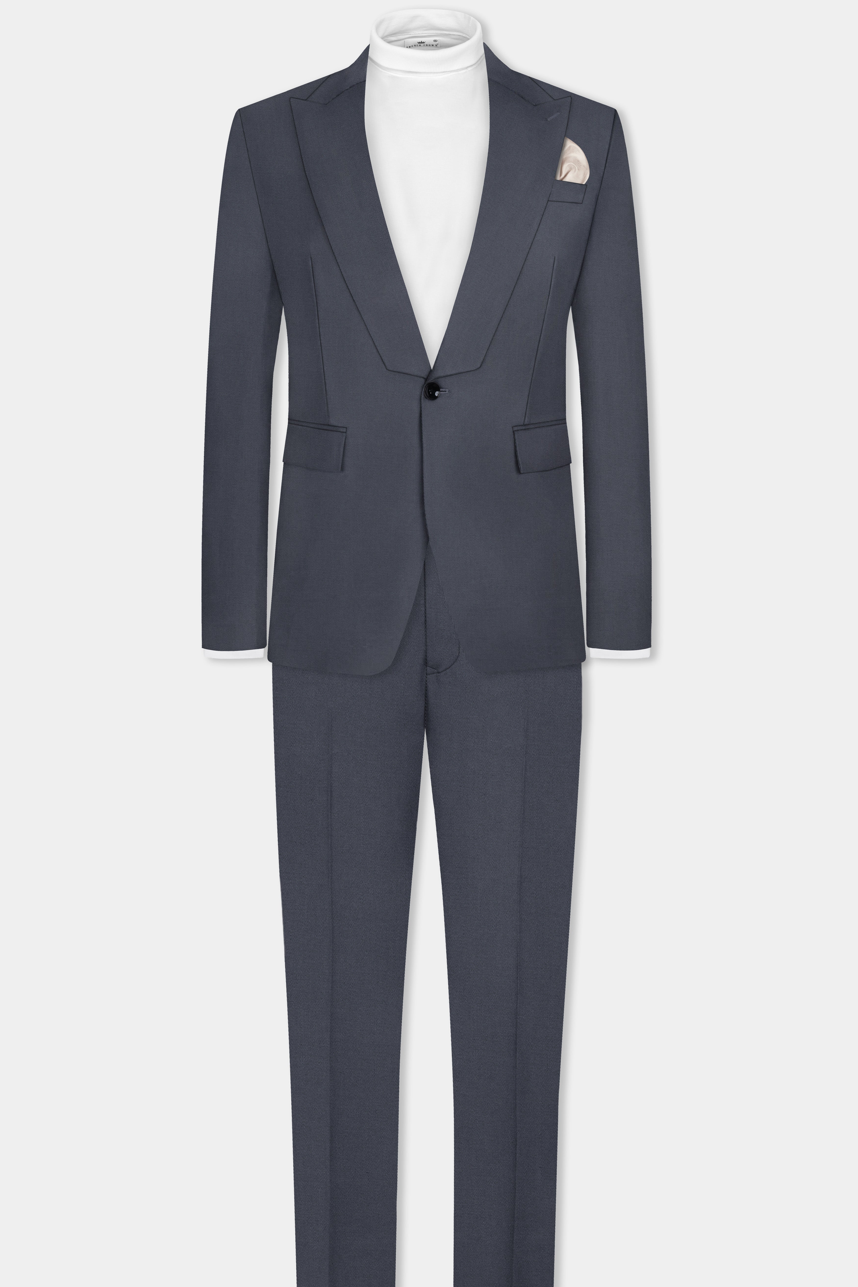 Iridium Gray Textured Cotton Designer Suit