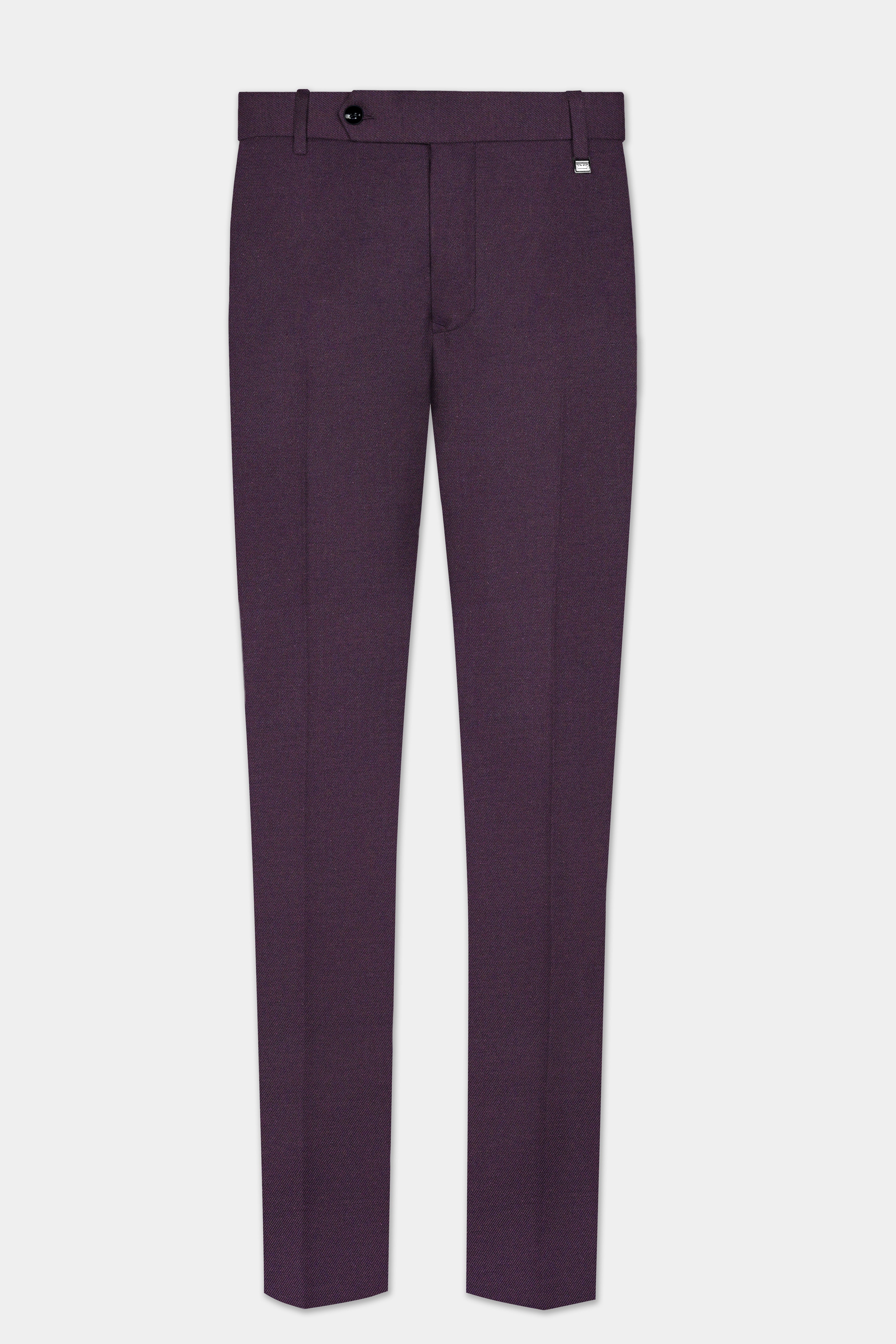 Eminence Purple Solid Wool Blend Cross Placket Bandhgala Suit