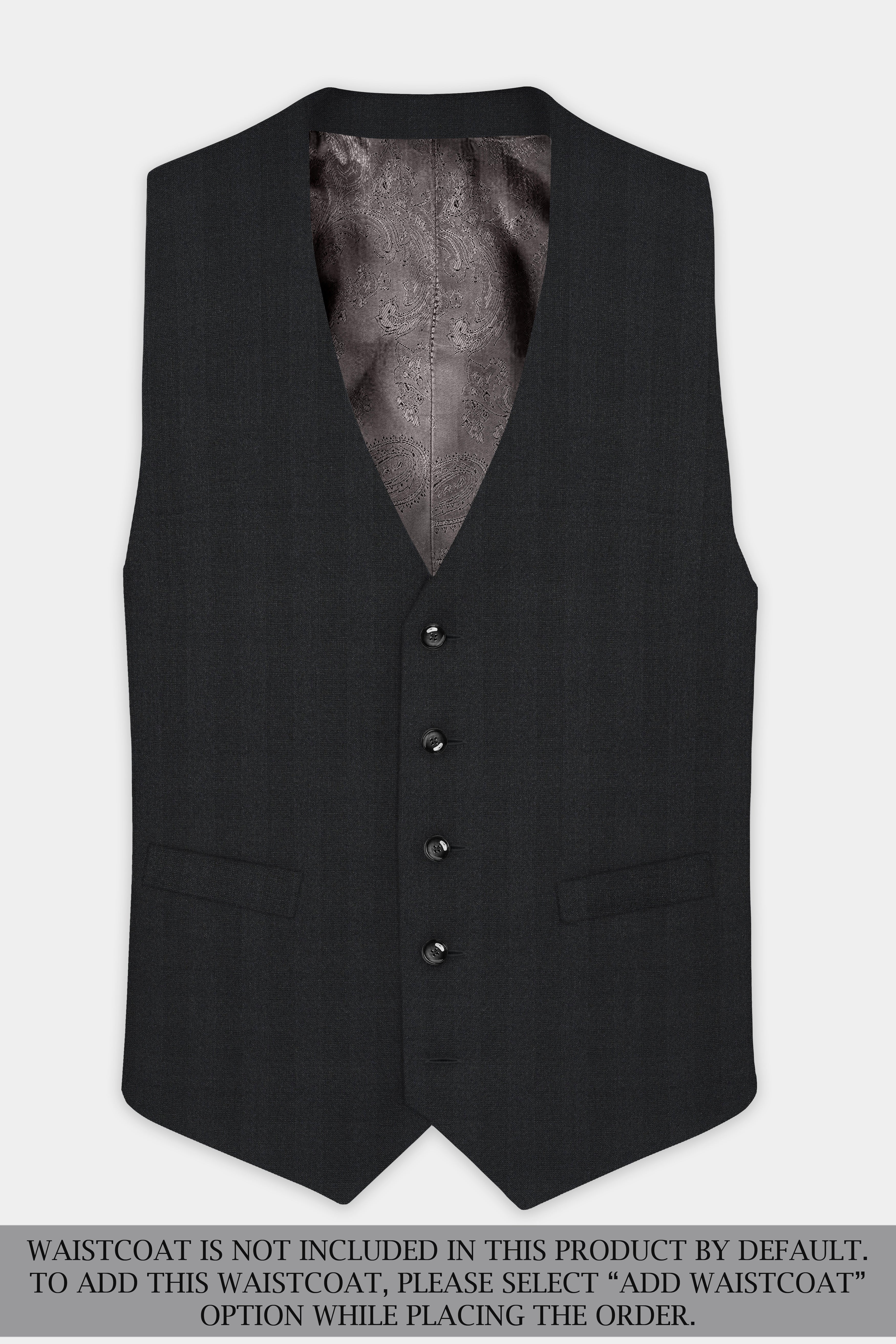 Vulcan Black Striped Wool Blend Single Breasted Suit