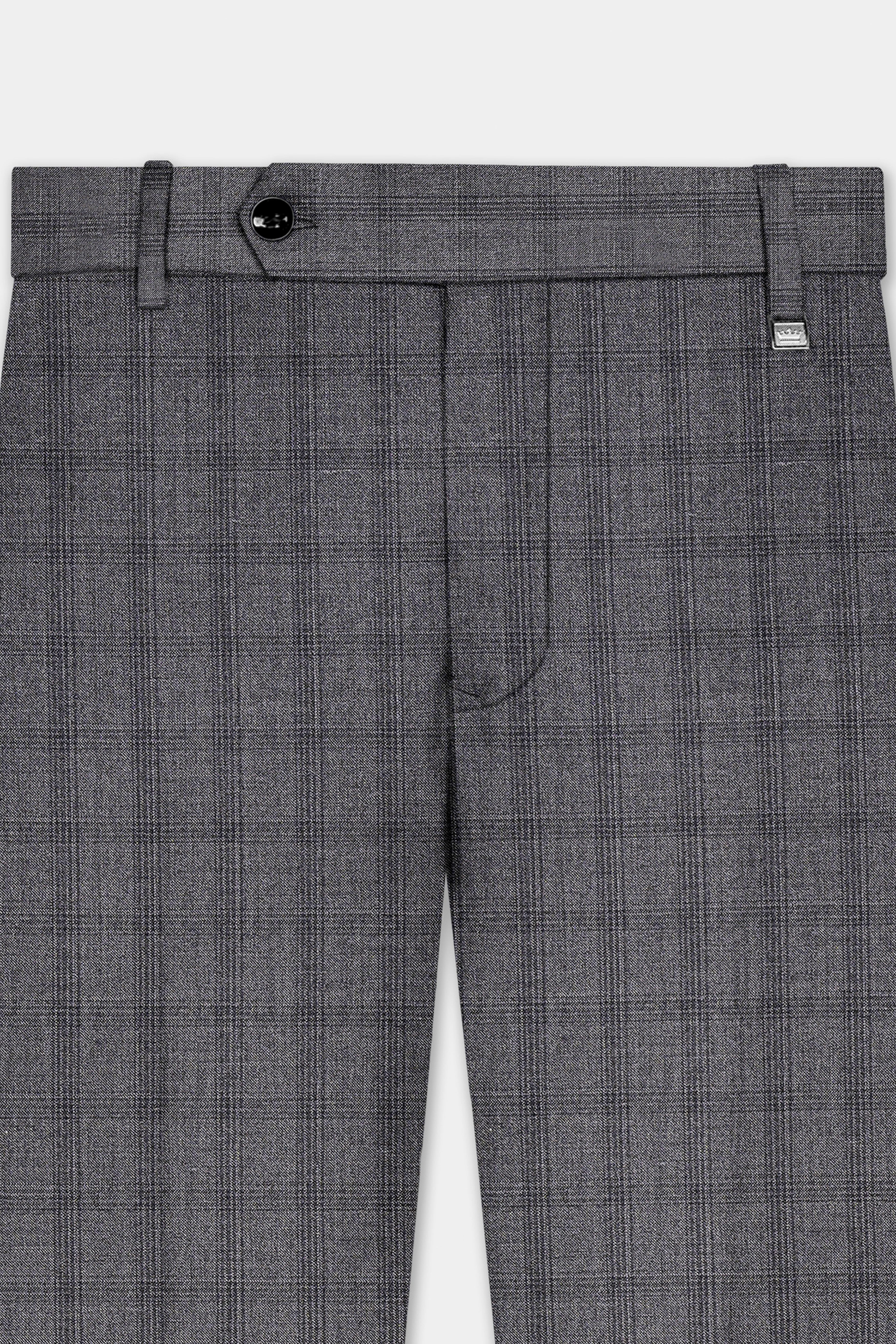 Gravel Gray Checked Wool Blend Single Breasted Suit