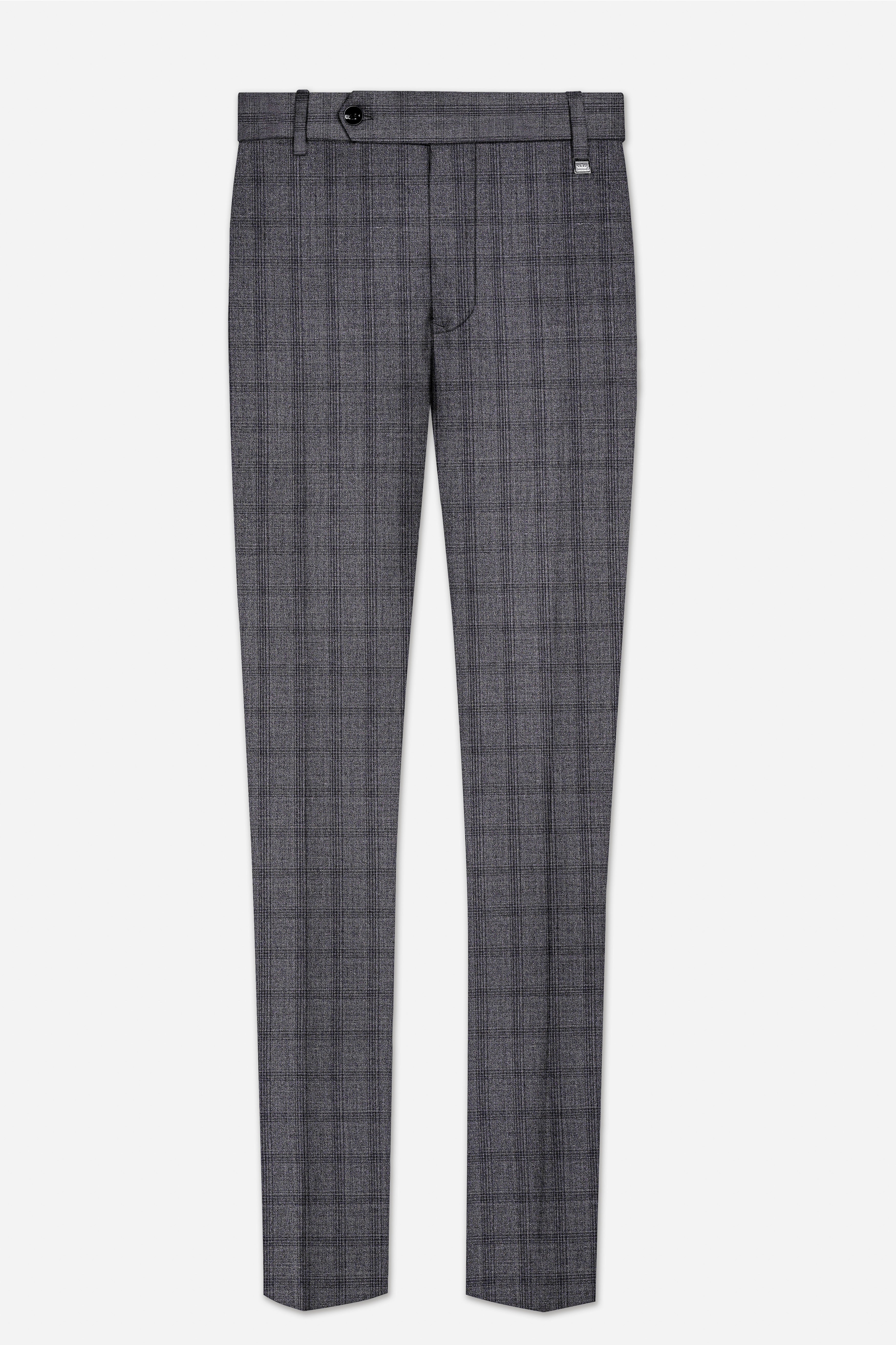 Gravel Gray Checked Wool Blend Single Breasted Suit