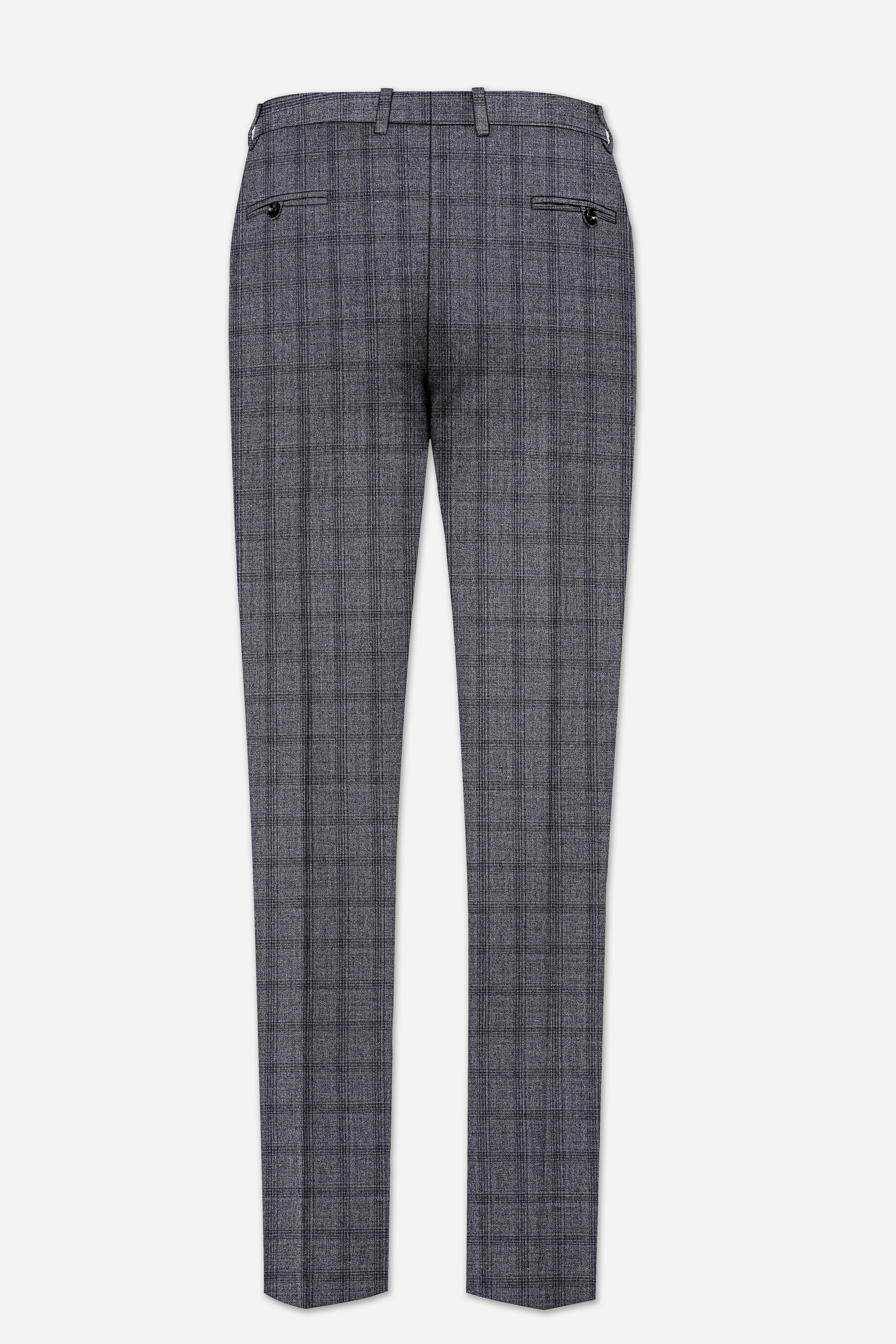 Gravel Gray Checked Wool Blend Single Breasted Suit