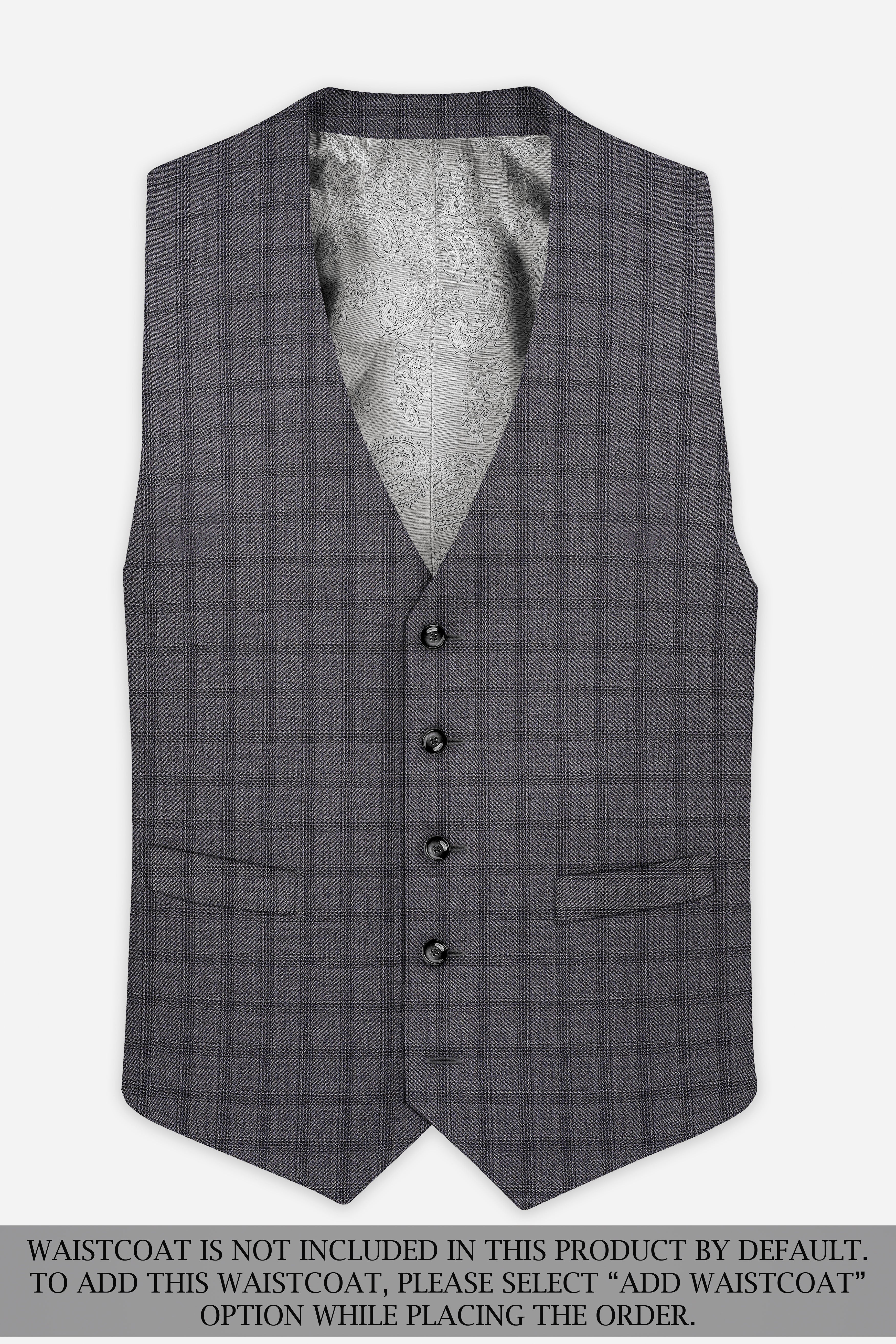 Gravel Gray Checked Wool Blend Single Breasted Suit