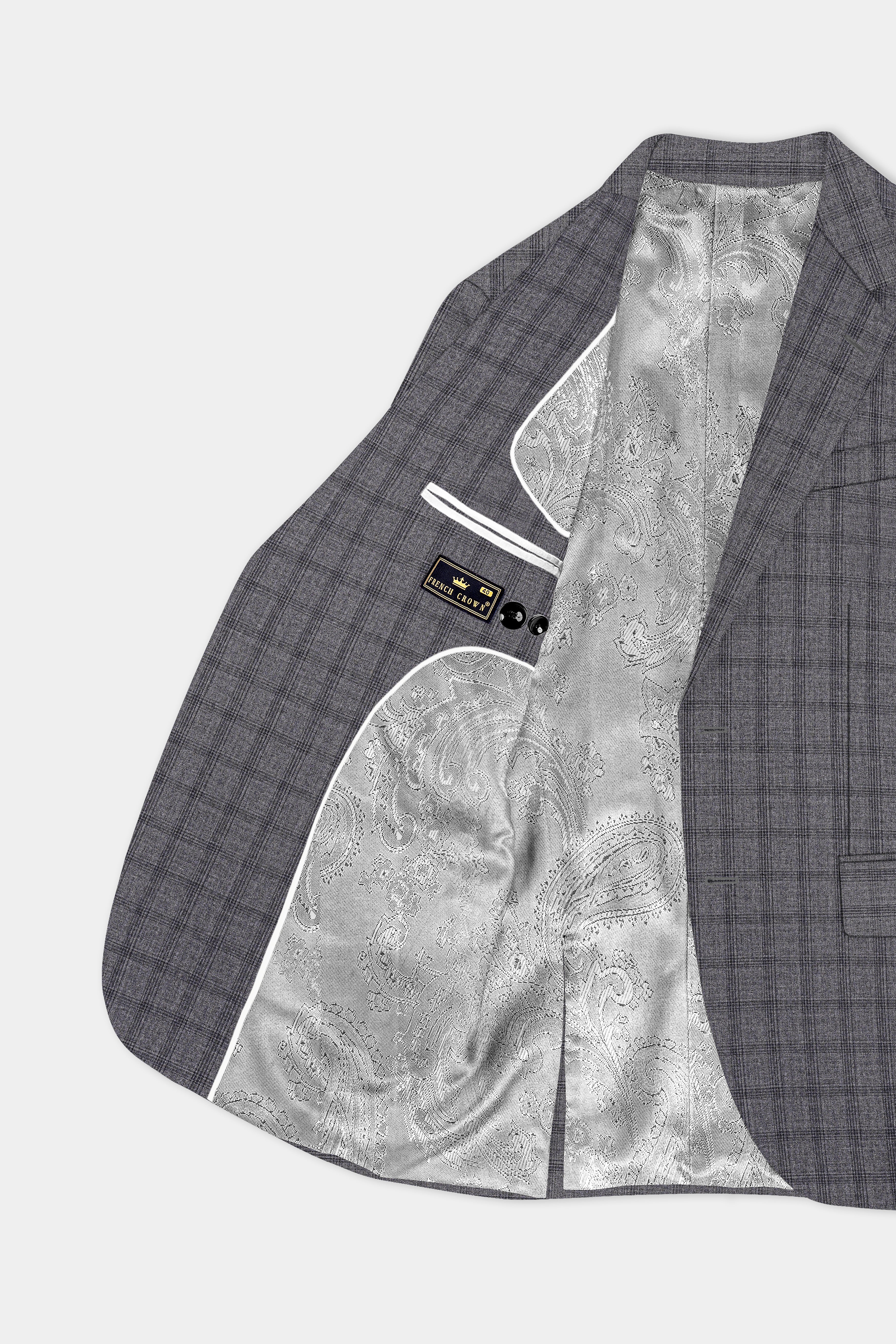 Gravel Gray Checked Wool Blend Single Breasted Suit