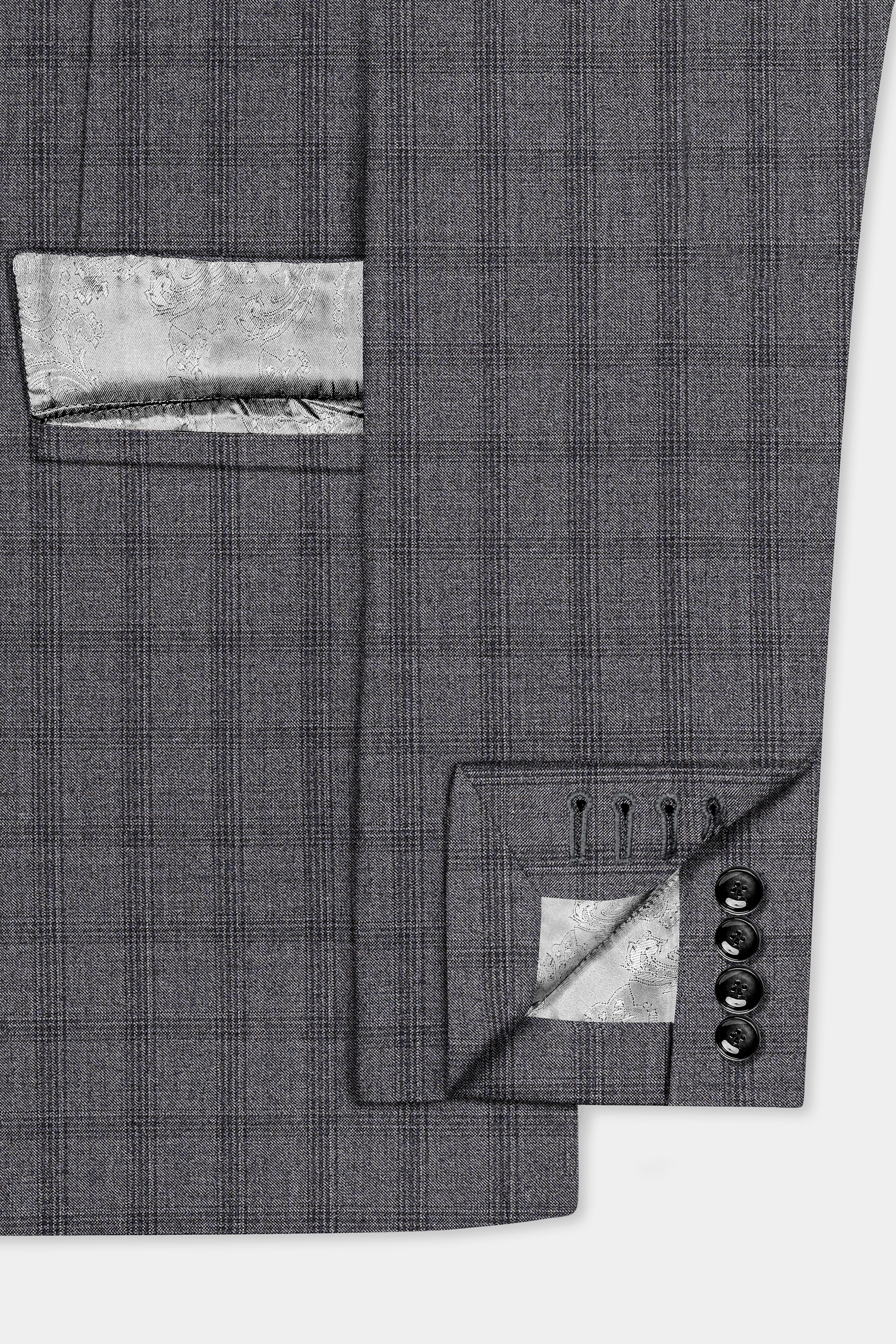 Gravel Gray Checked Wool Blend Single Breasted Suit