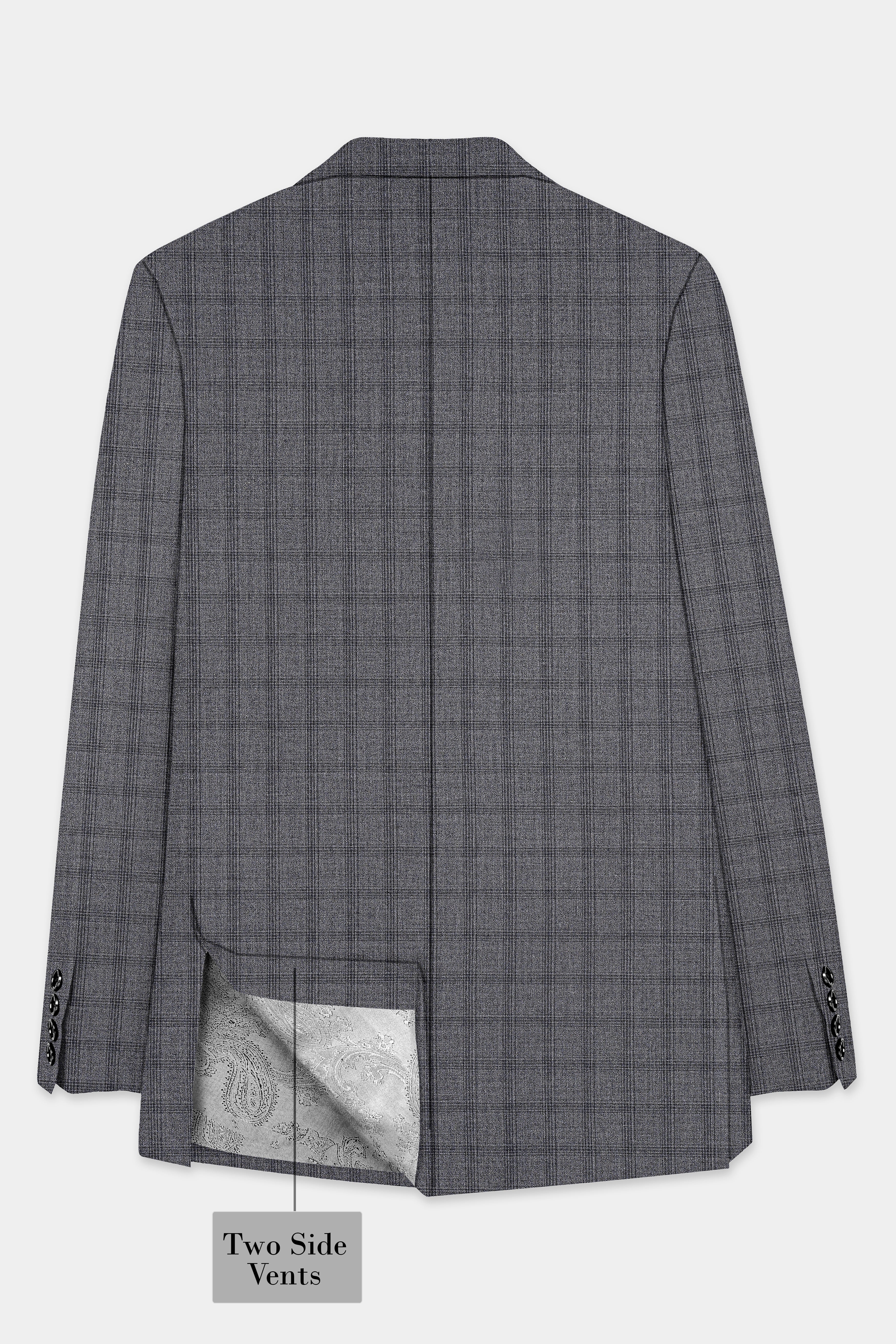 Gravel Gray Checked Wool Blend Single Breasted Suit