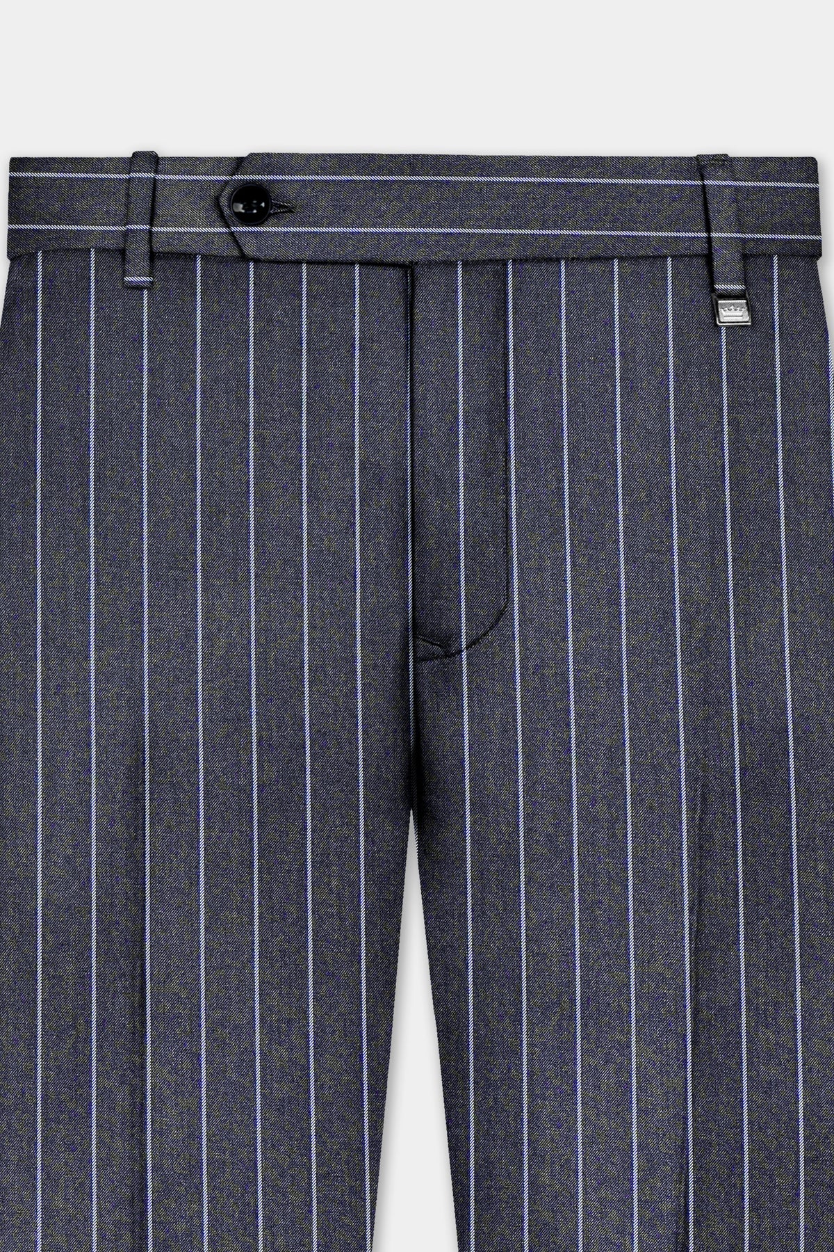 Piano Gray Striped Wool Blend Single Breasted Suit