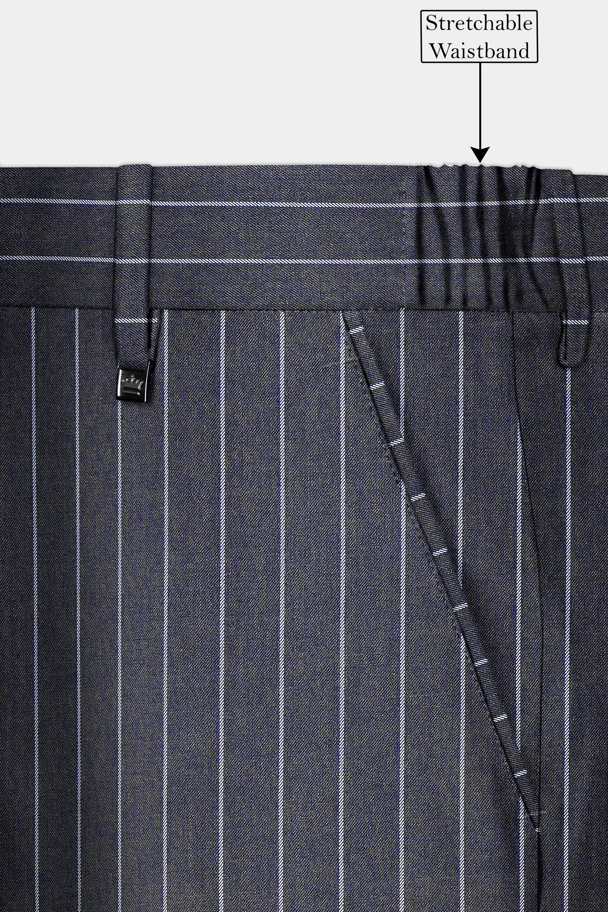 Piano Gray Striped Wool Blend Single Breasted Suit