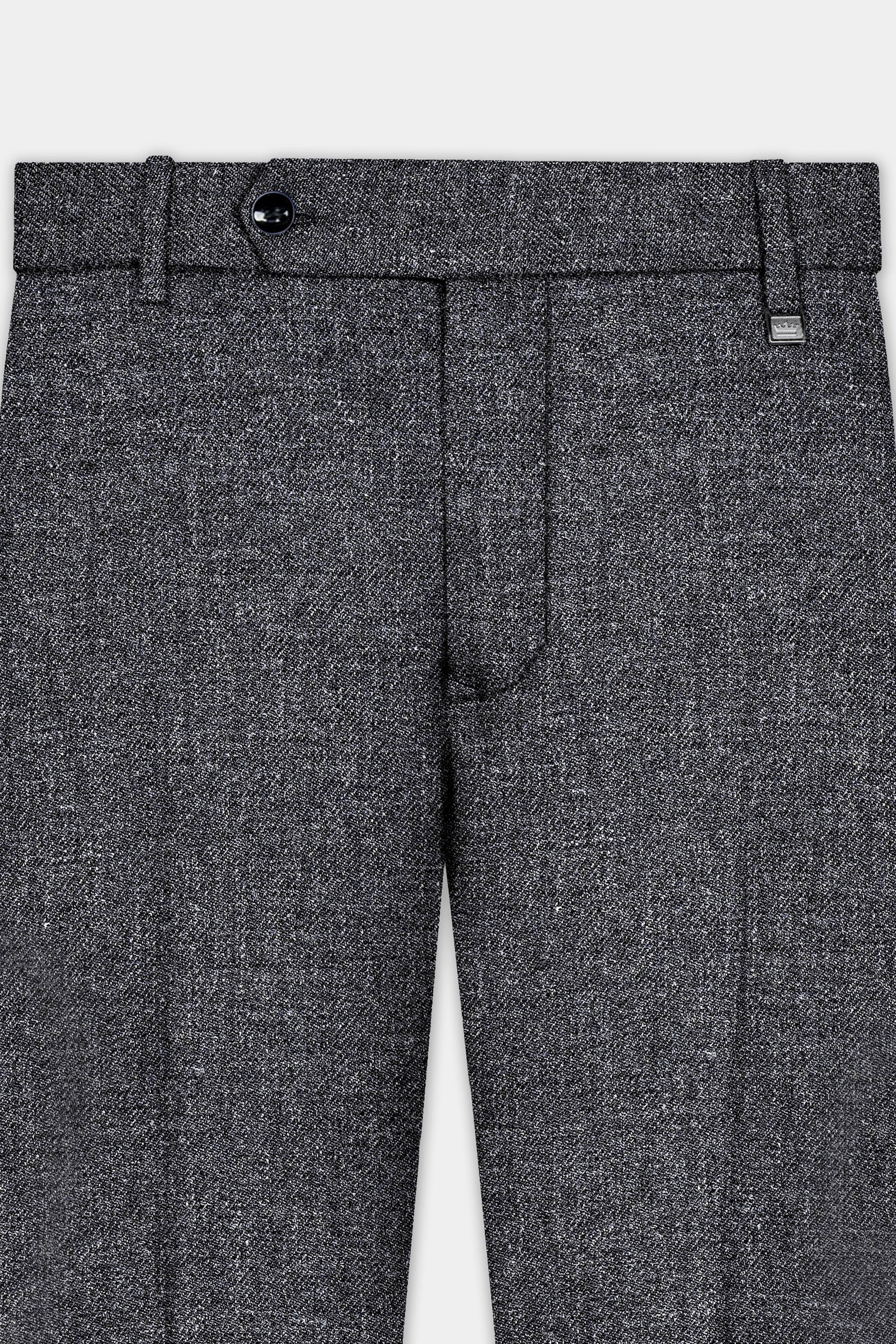 Vampire Gray Textured Wool Blend Flannel Double Breasted Suit