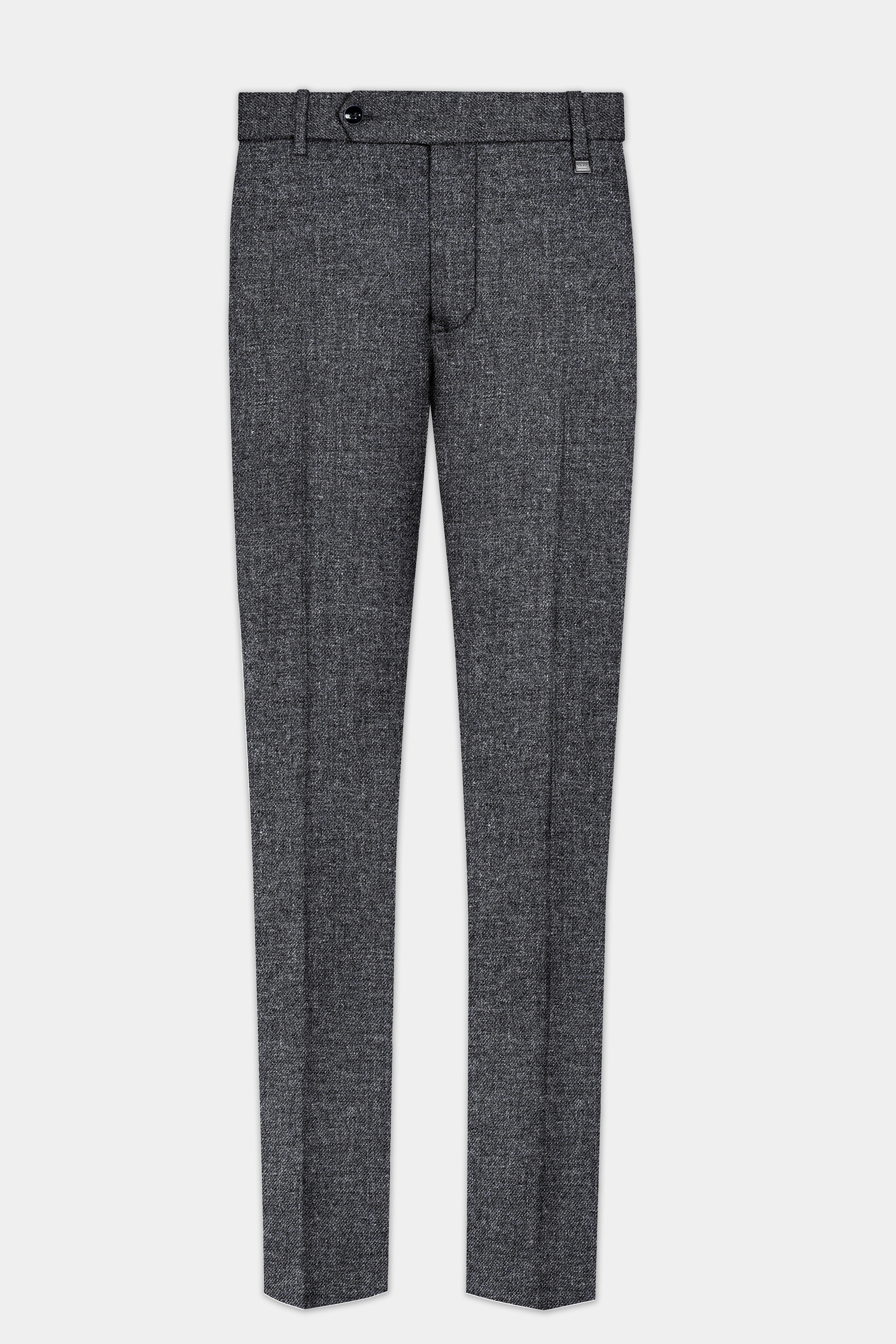 Vampire Gray Textured Wool Blend Flannel Double Breasted Suit