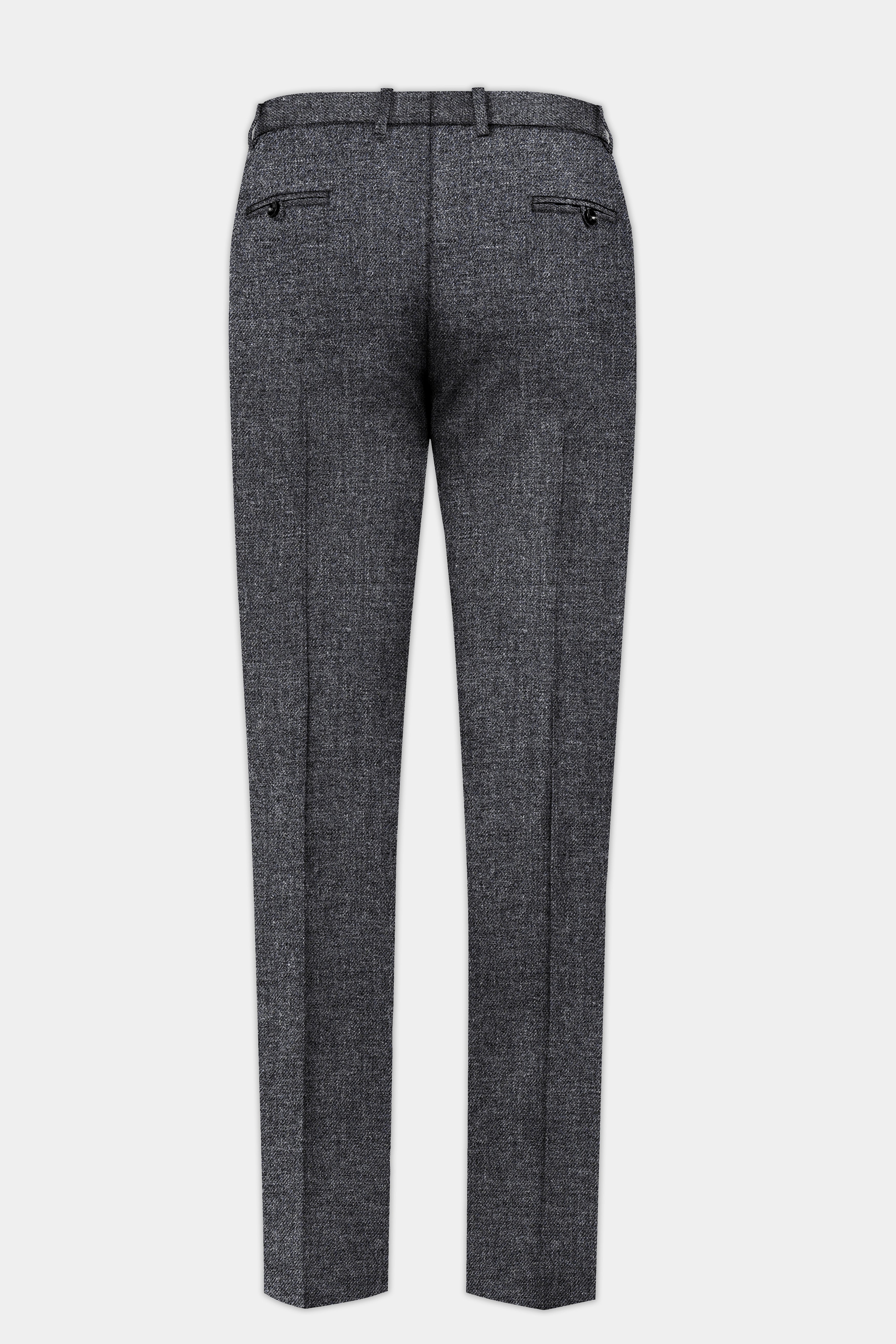 Vampire Gray Textured Wool Blend Flannel Double Breasted Suit